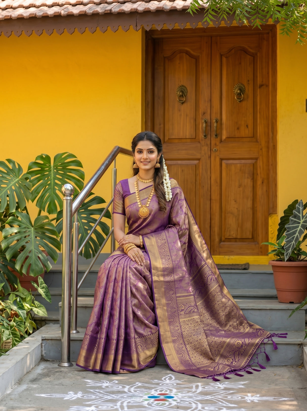 MIMOSA Magenta Kanjivaram Art Silk Saree — pose 8 styling detail