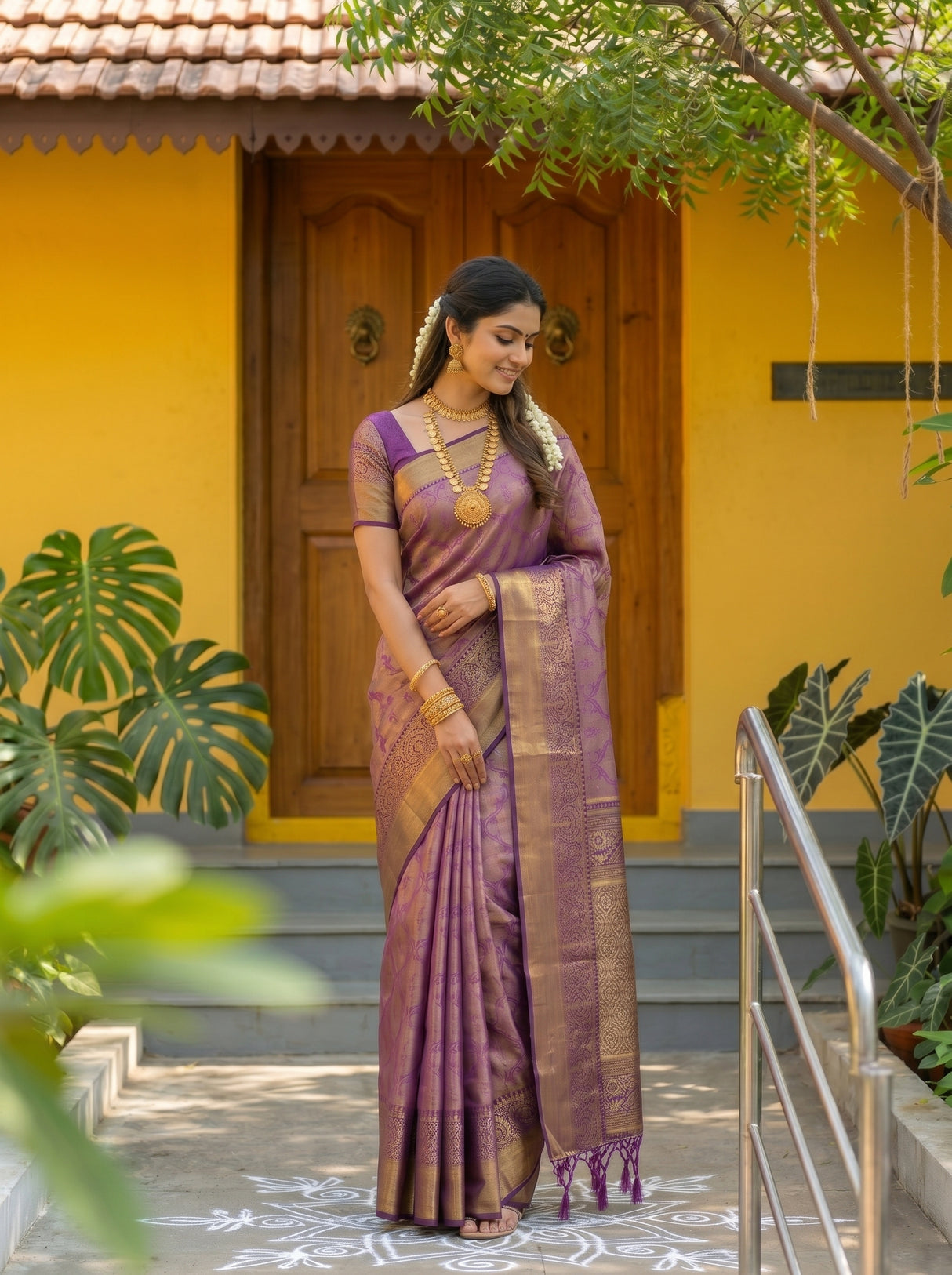 MIMOSA Magenta Kanjivaram Art Silk Saree — pose 9 styling detail