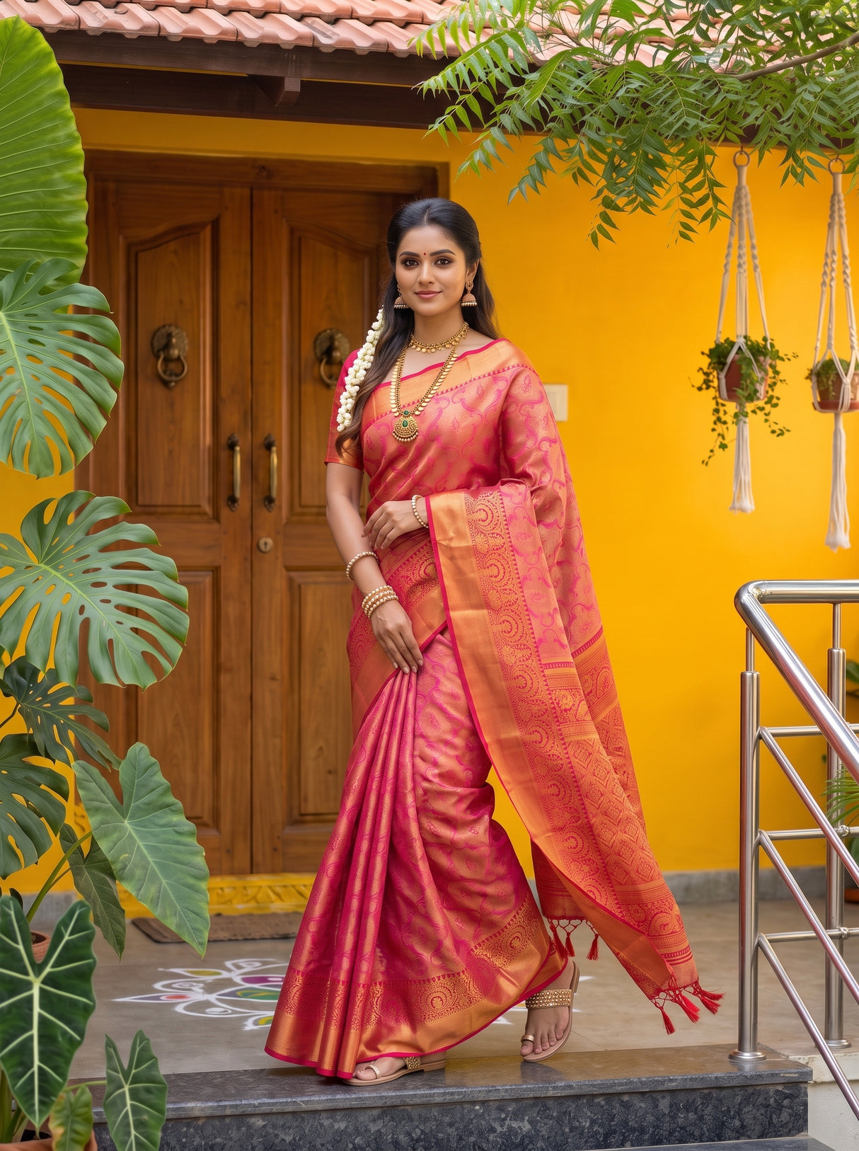 MIMOSA Rani Kanjivaram Art Silk Saree — pose 6 styling detail