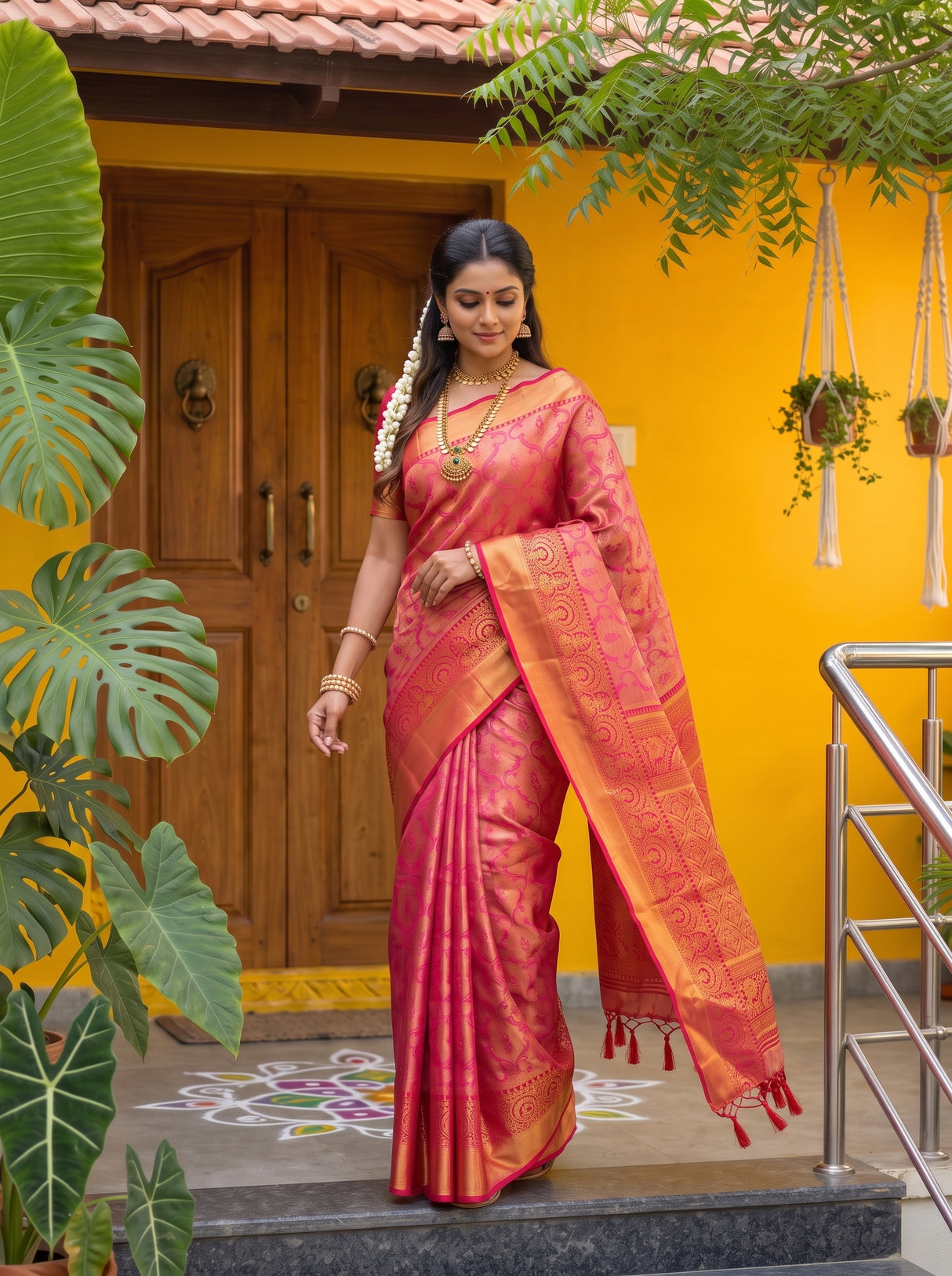 MIMOSA Rani Kanjivaram Art Silk Saree — pose 9 styling detail