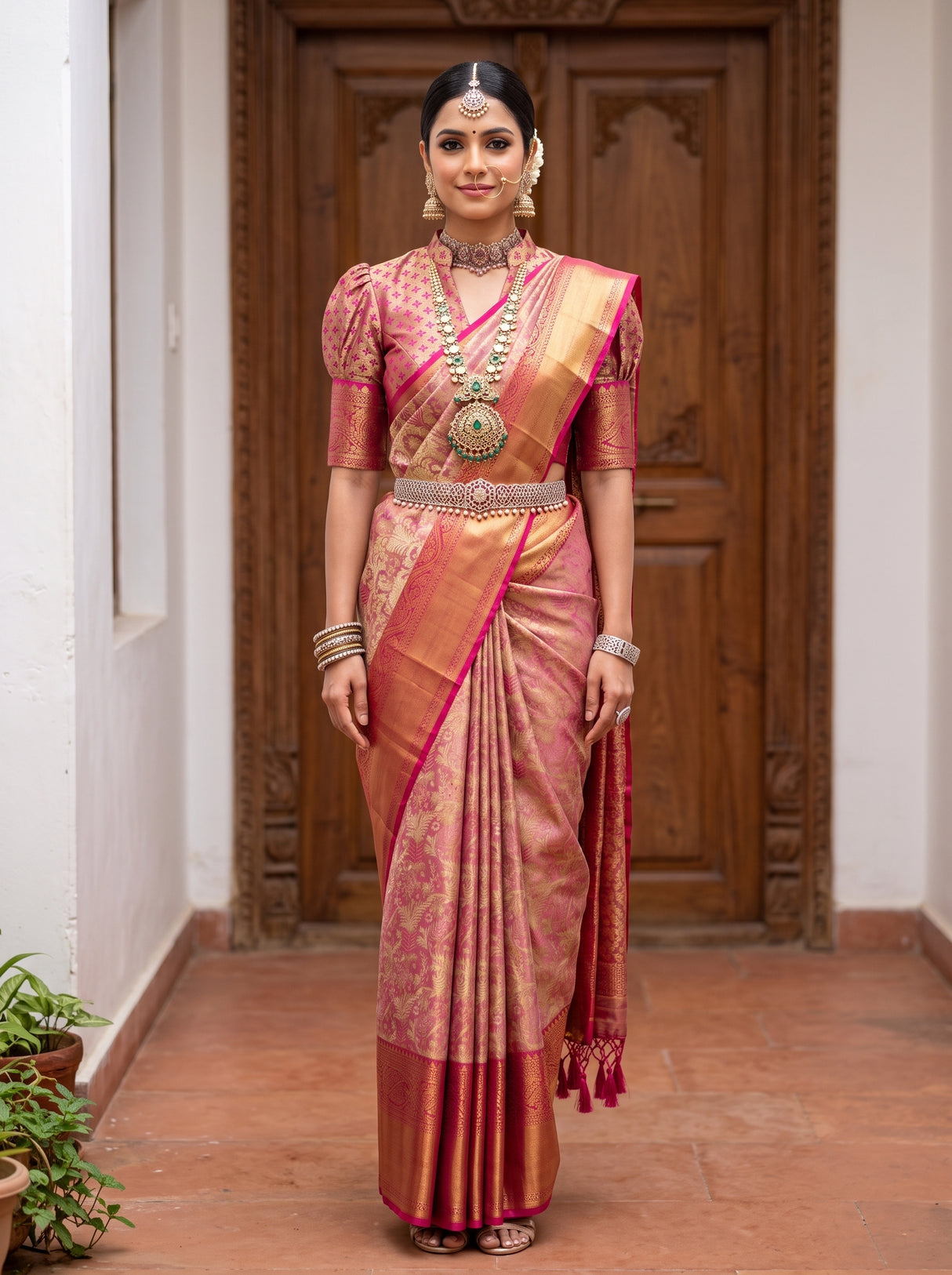 MIMOSA Gajari Kanjivaram Art Silk Saree — pallu and body details