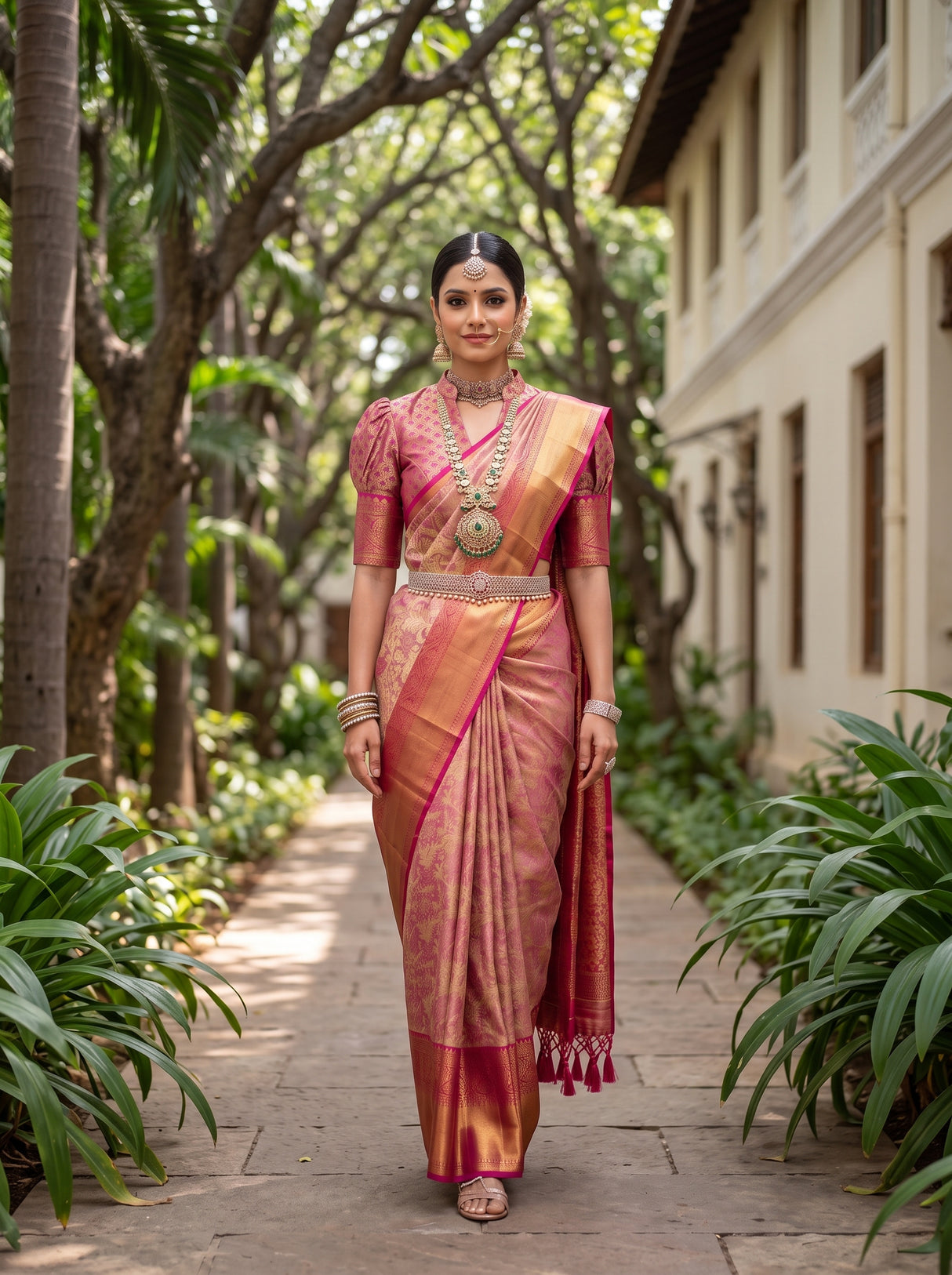 MIMOSA Gajari Kanjivaram Art Silk Saree — pose 6 styling detail
