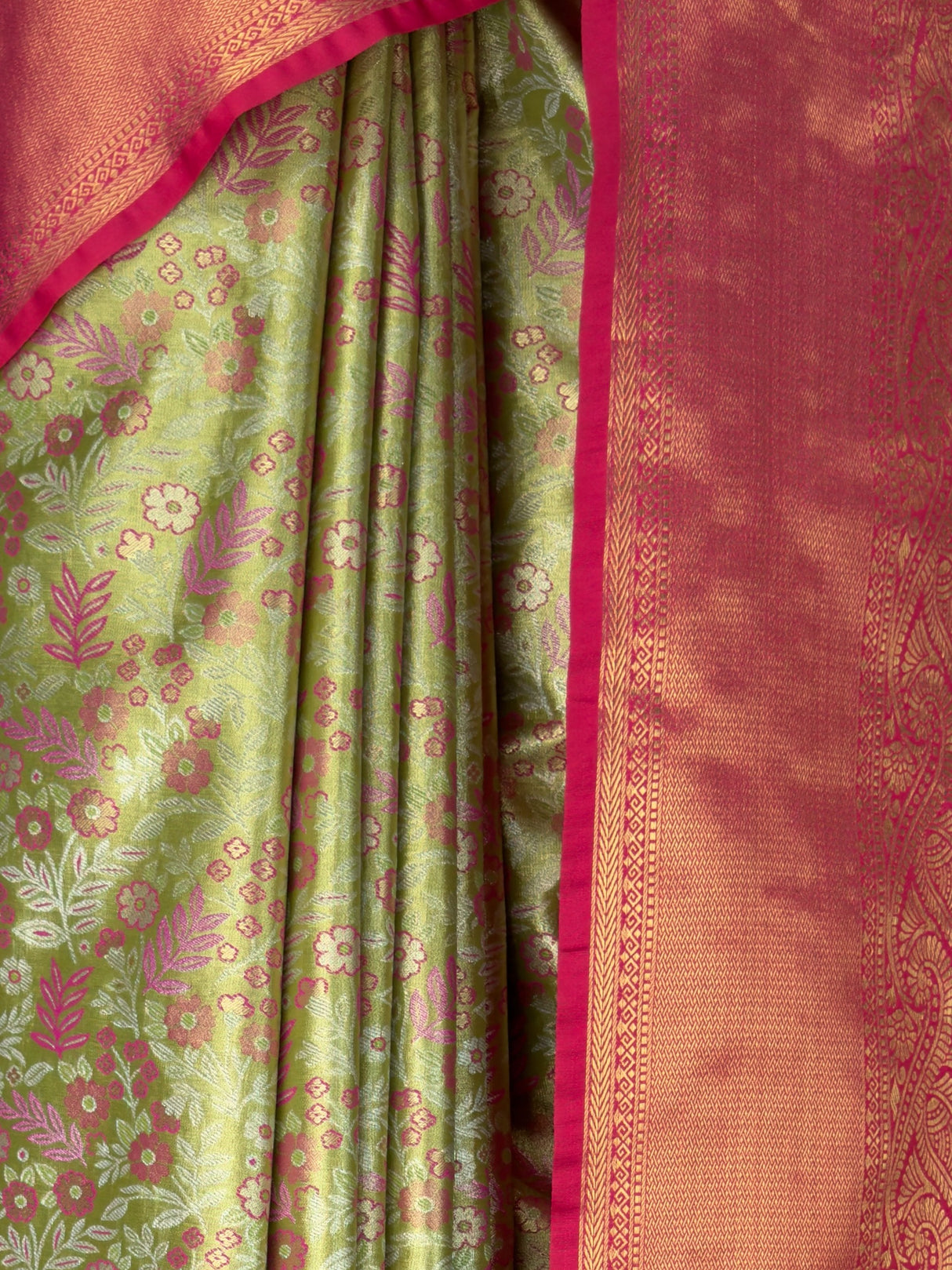 MIMOSA Olive Kanjivaram Art Silk Saree — fleets shot full lifestyle