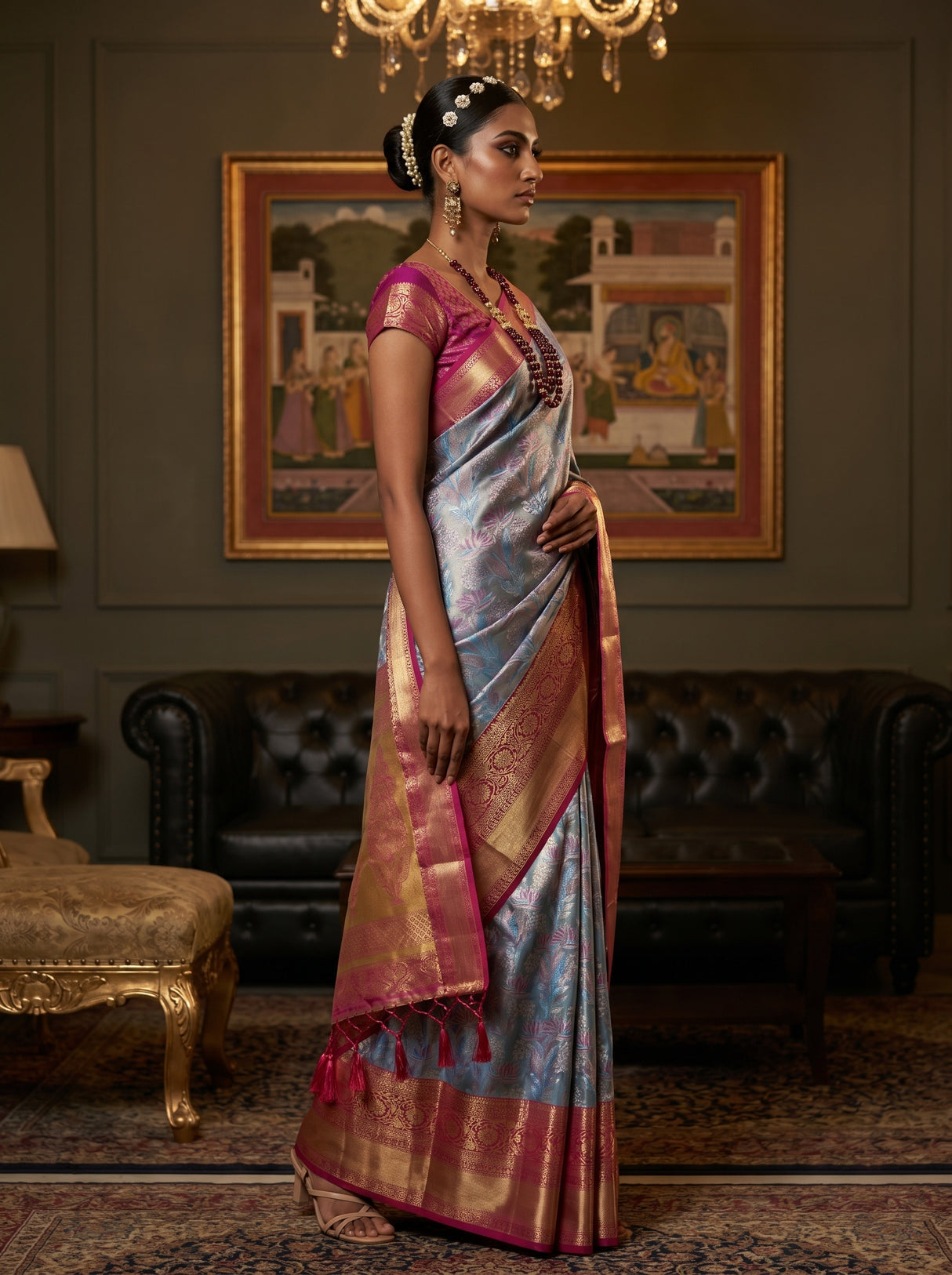 MIMOSA Ananda Kanjivaram Art Silk Saree β Unstitched Blouse Fabric