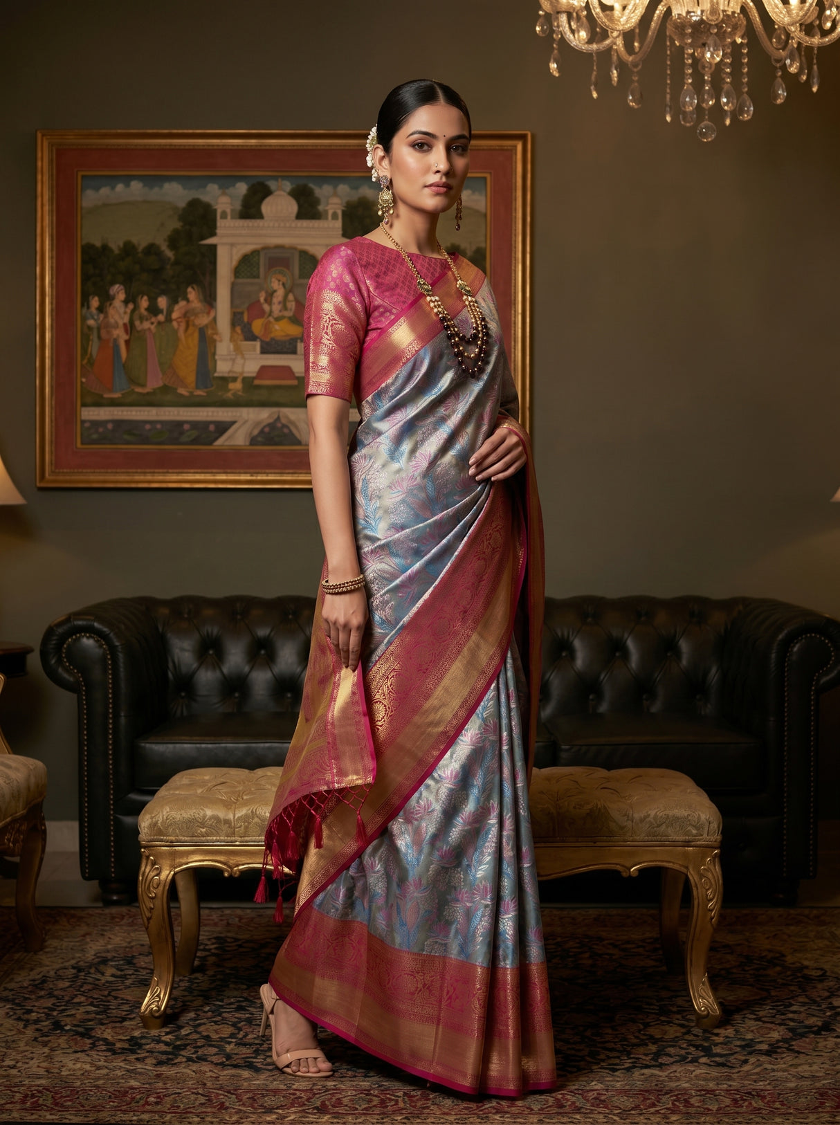 MIMOSA Ananda Kanjivaram Art Silk Saree β pose 5 styling detail