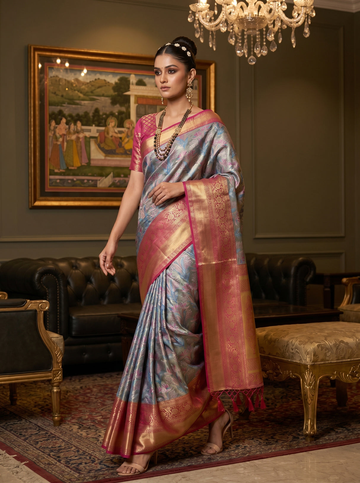 MIMOSA Ananda Kanjivaram Art Silk Saree β pose 7 styling detail