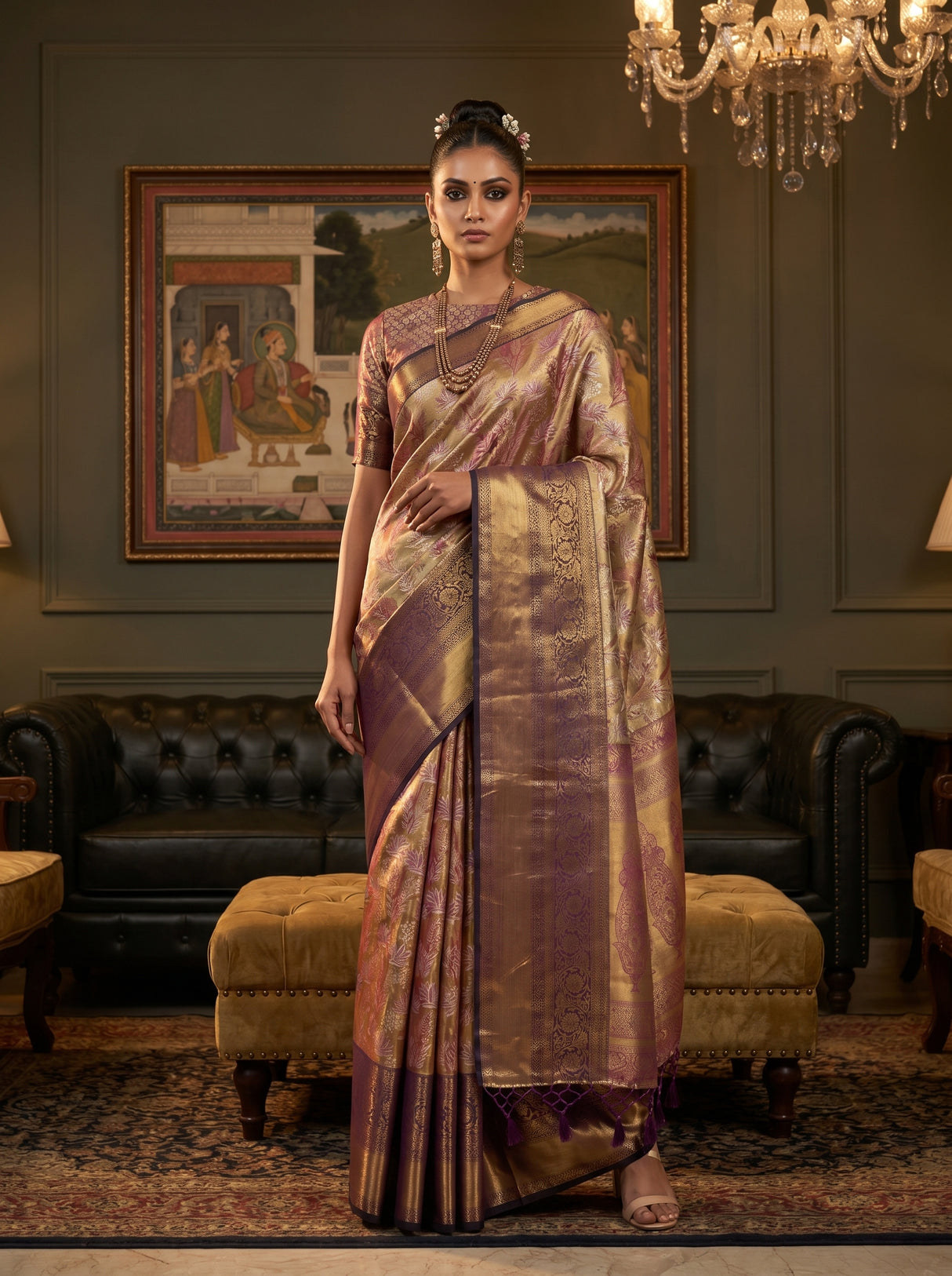 MIMOSA Maroon Kanjivaram Art Silk Saree β Draped Mannequin View
