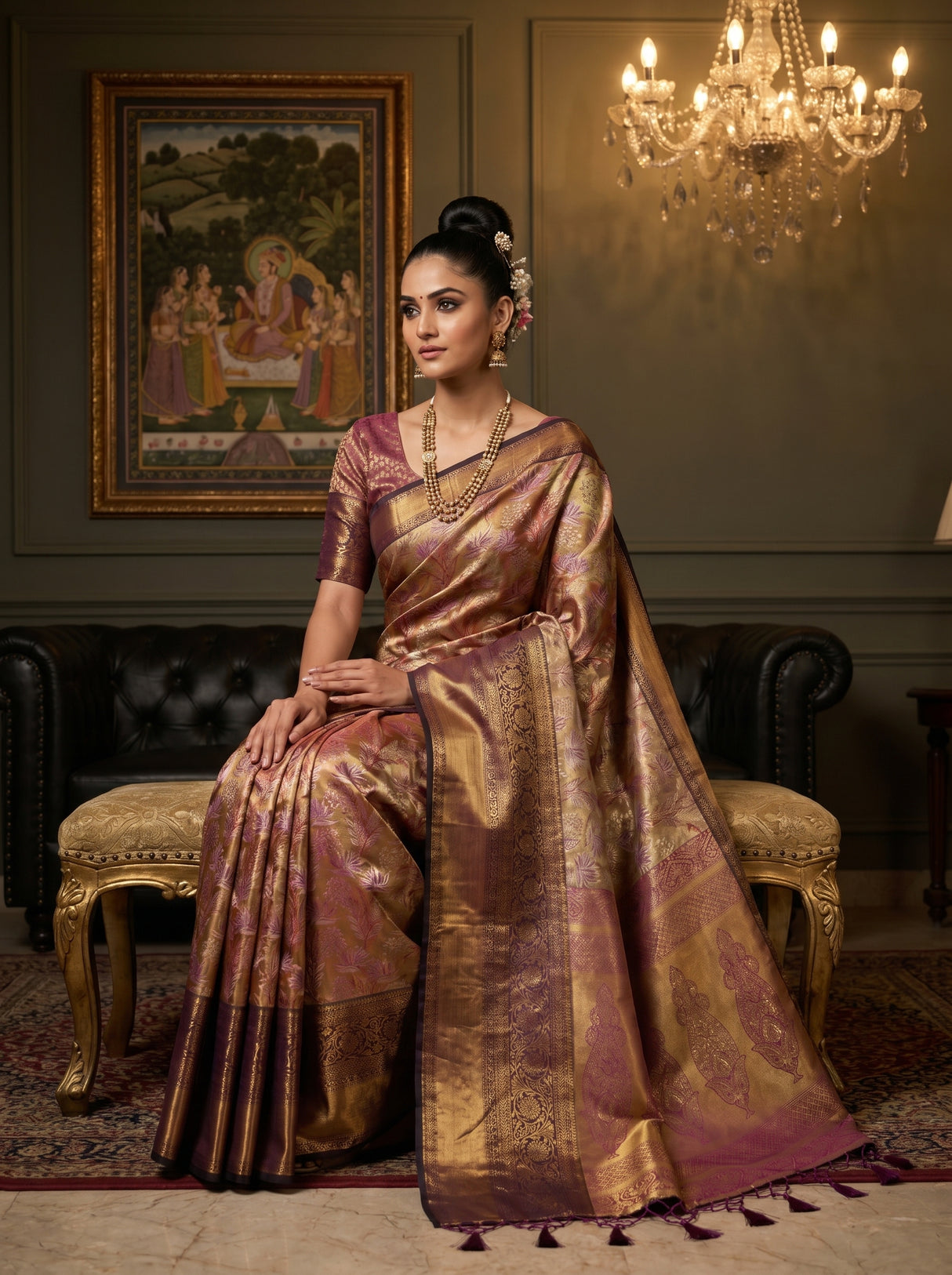 MIMOSA Maroon Kanjivaram Art Silk Saree β pose 8 styling detail