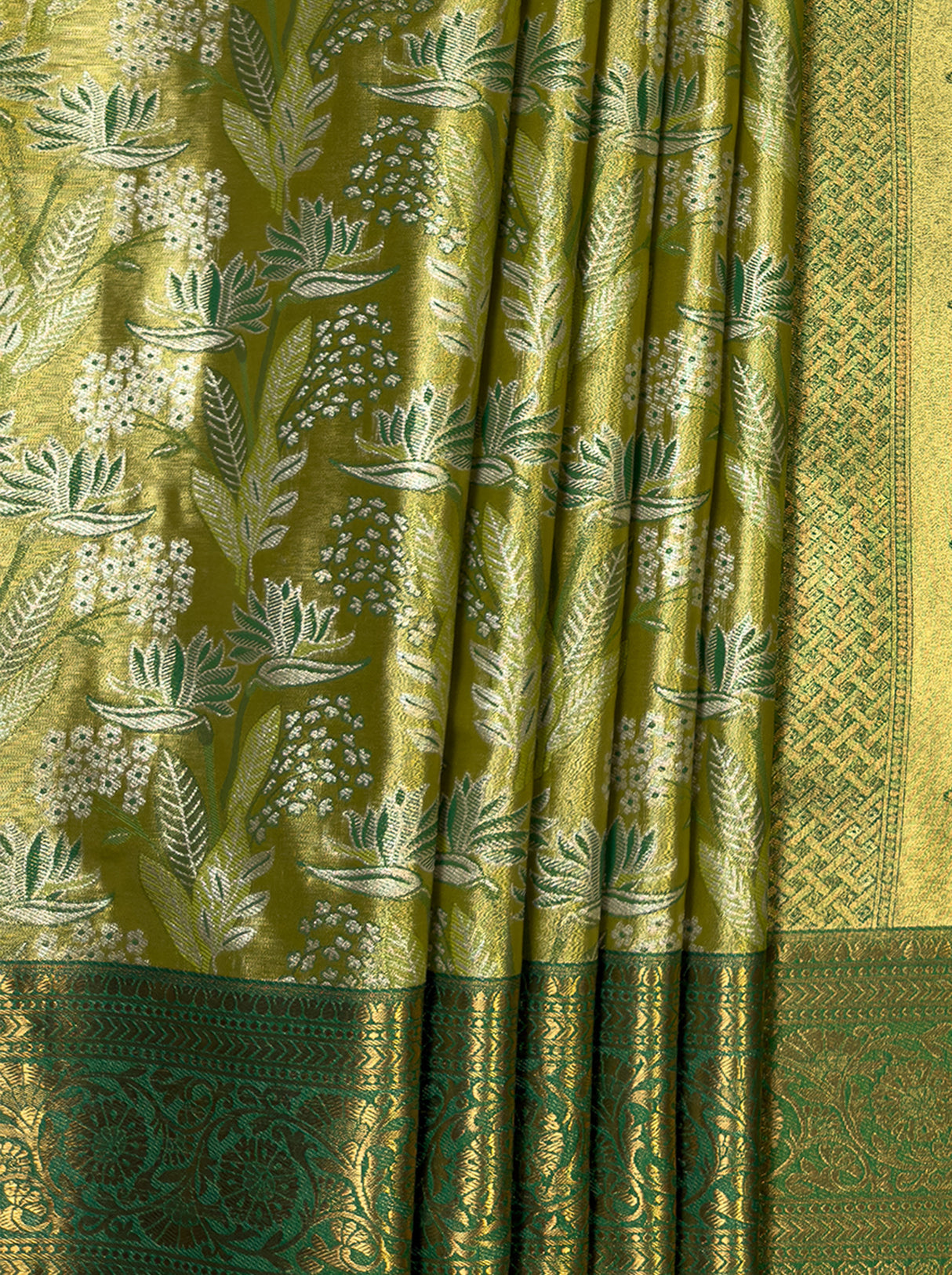 MIMOSA Olive Kanjivaram Art Silk Saree β fleets shot full lifestyle