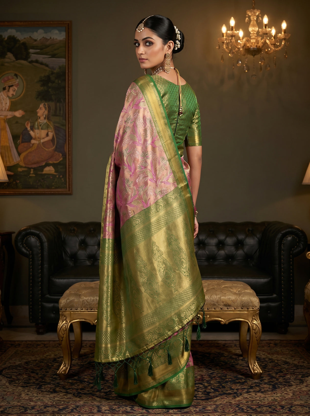 MIMOSA Rani Kanjivaram Art Silk Saree β Full View on Model