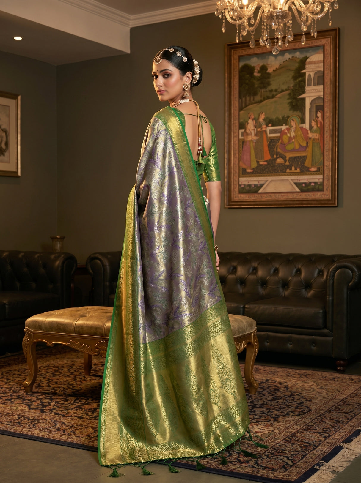 MIMOSA Violet Kanjivaram Art Silk Saree β pose 9 styling detail
