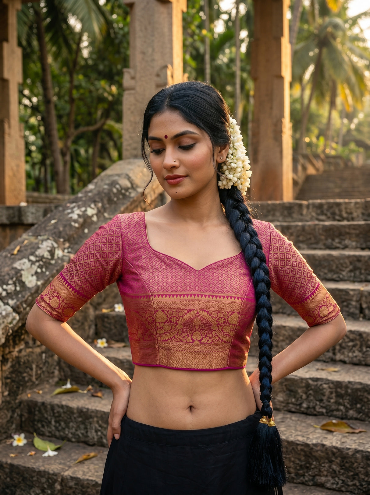 MIMOSA Gajari Saree Saree — blouse close-up