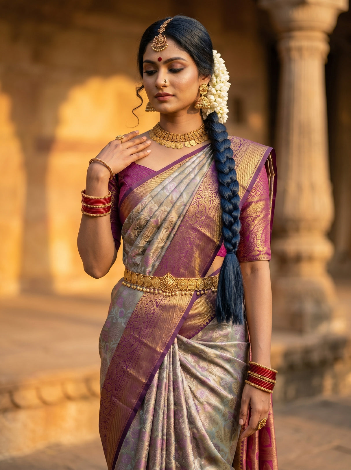MIMOSA Lavender Saree Saree — pose 10 styling detail