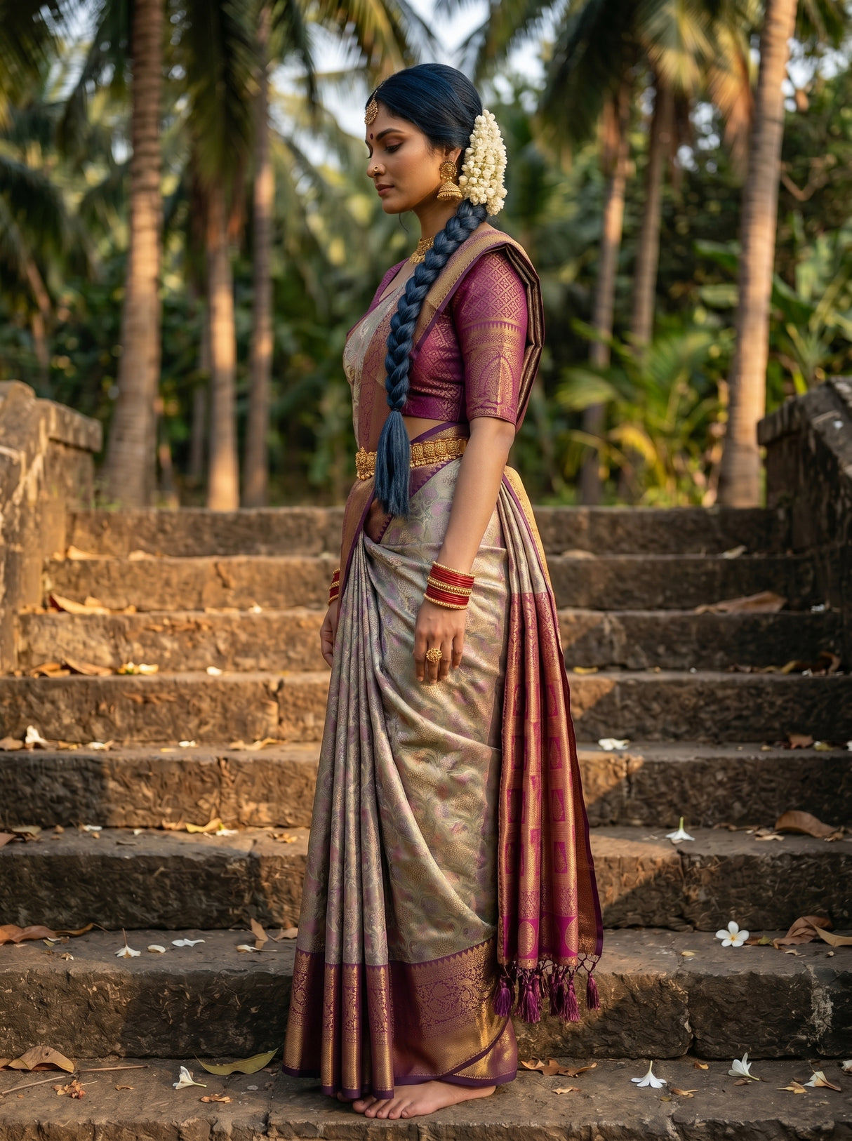 MIMOSA Lavender Saree Saree — pose 3 styling detail