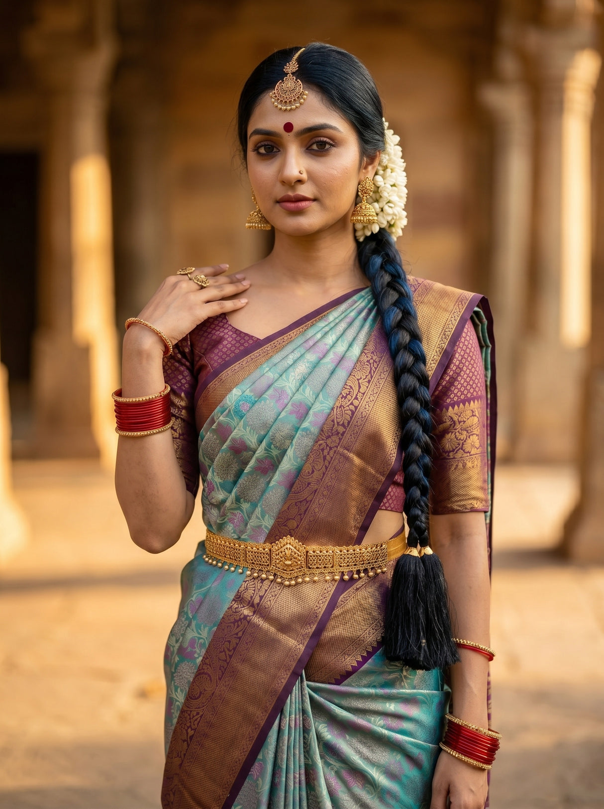 MIMOSA Sapphire Saree Saree — pose 10 styling detail
