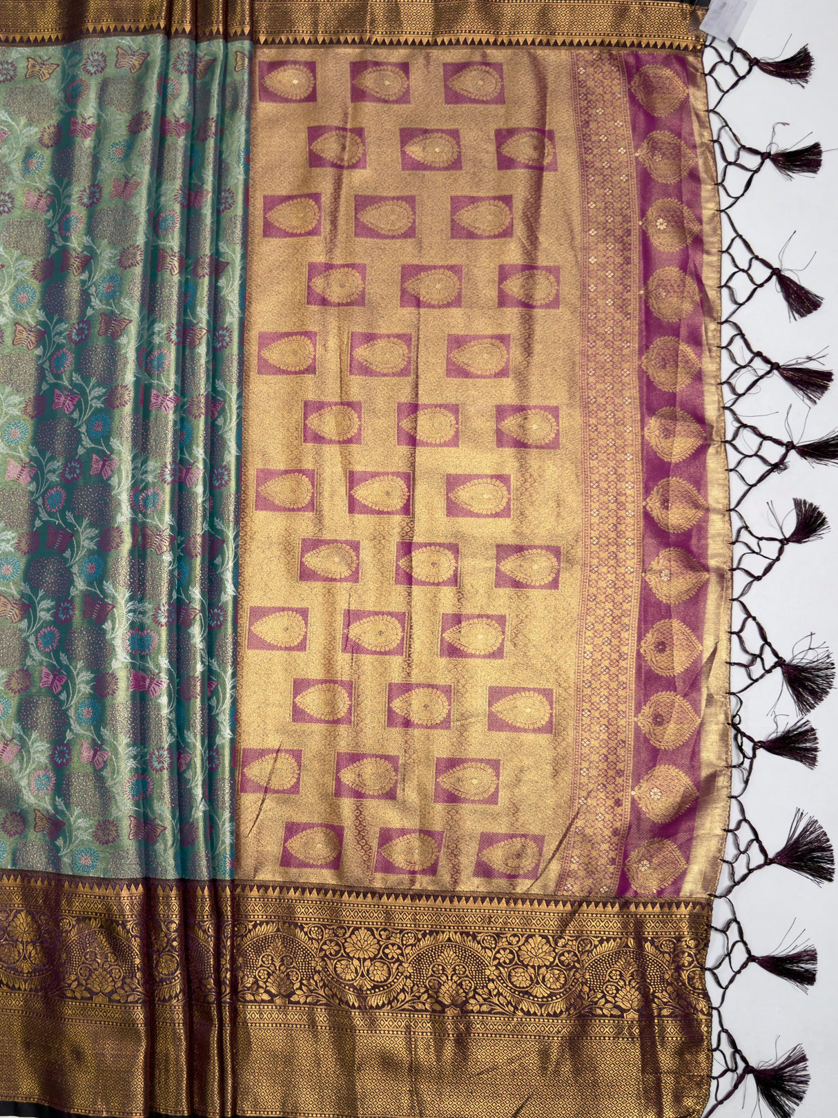 MIMOSA Sapphire Saree Saree — pallu and zari work detail