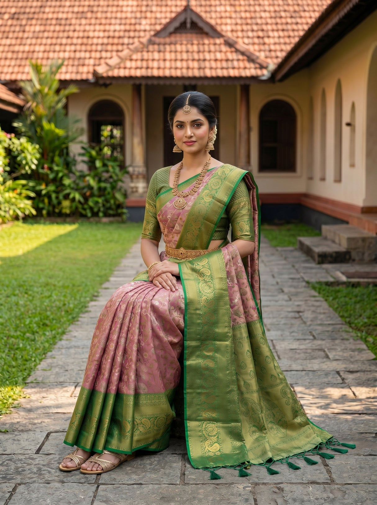 MIMOSA Gajari Kanjivaram Art Silk Saree — pose 8 styling detail