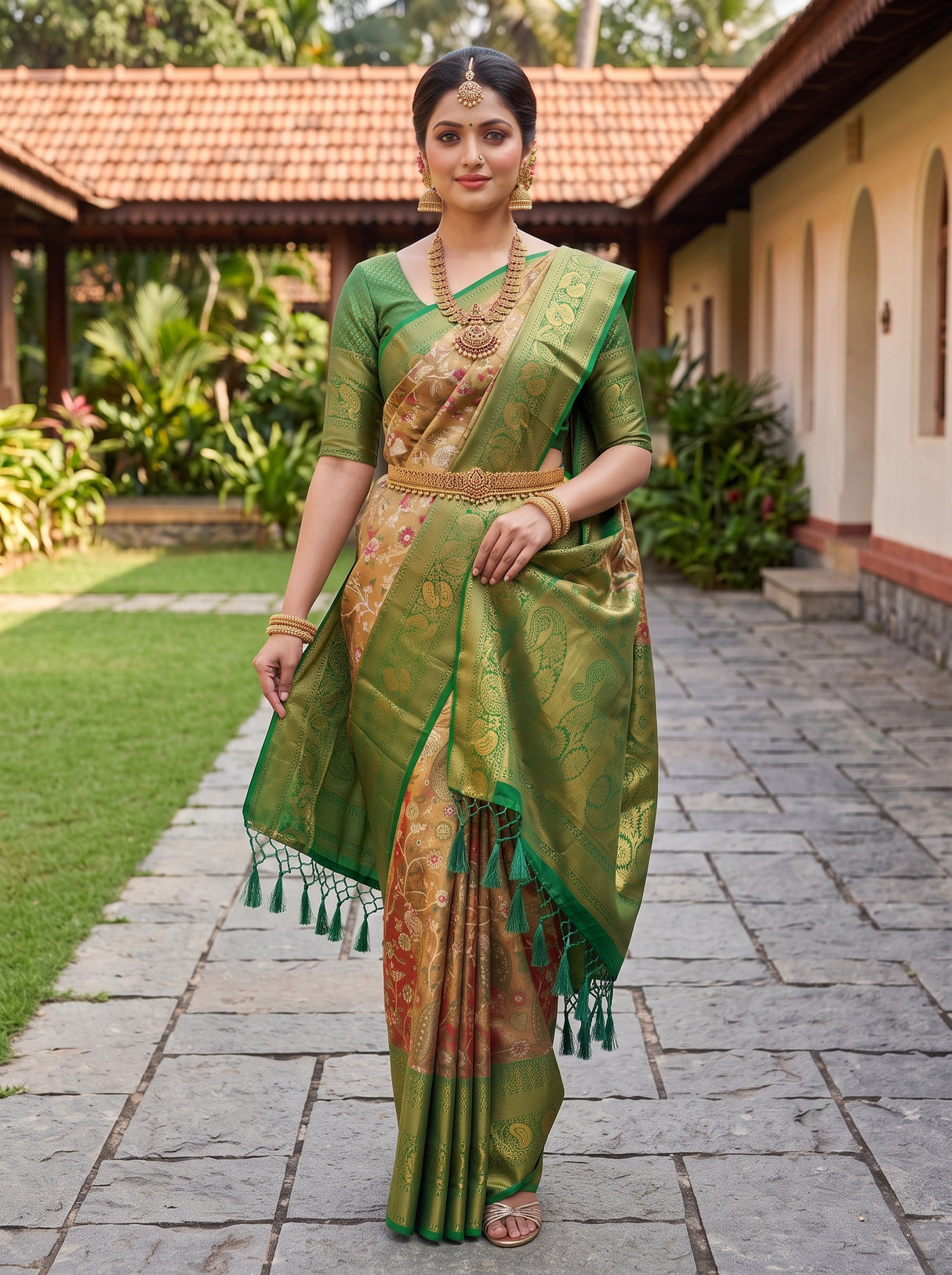 MIMOSA Maroon Kanjivaram Art Silk Saree — pose 4 styling detail