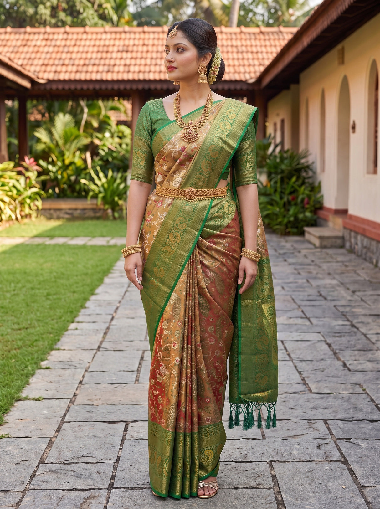 MIMOSA Maroon Kanjivaram Art Silk Saree — pose 7 styling detail