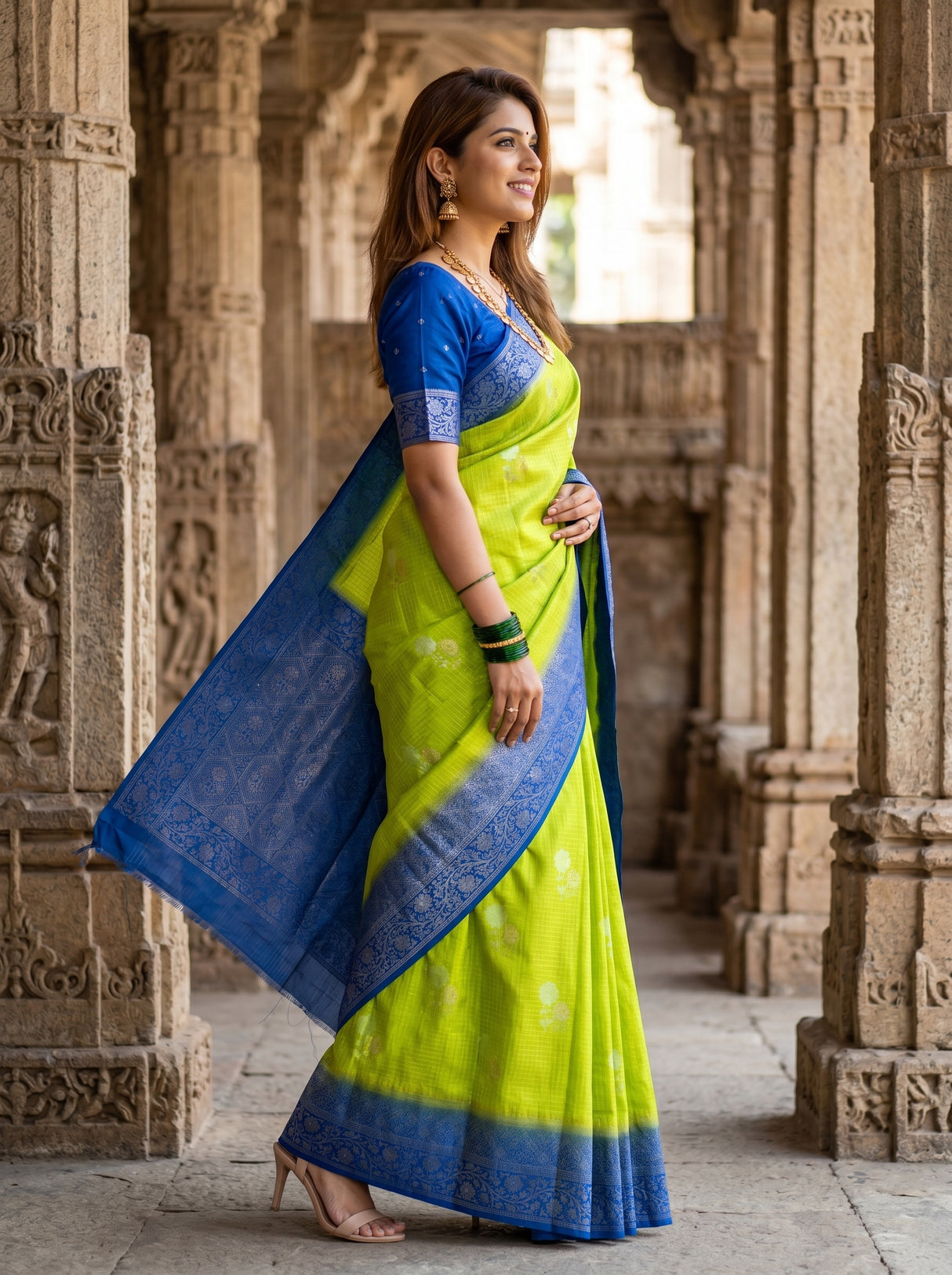 MIMOSA Liril Mysore Silk crepe Saree β pose 3 styling detail