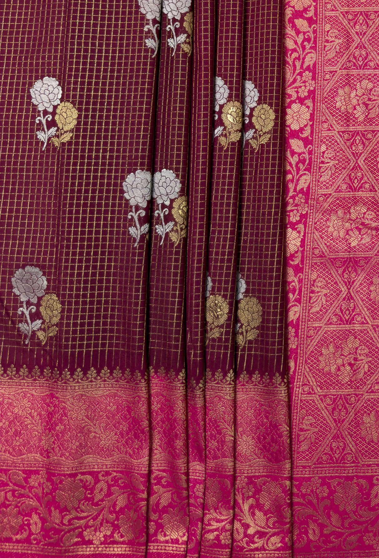 MIMOSA Maroon Mysore Silk crepe Saree β fleets shot full lifestyle