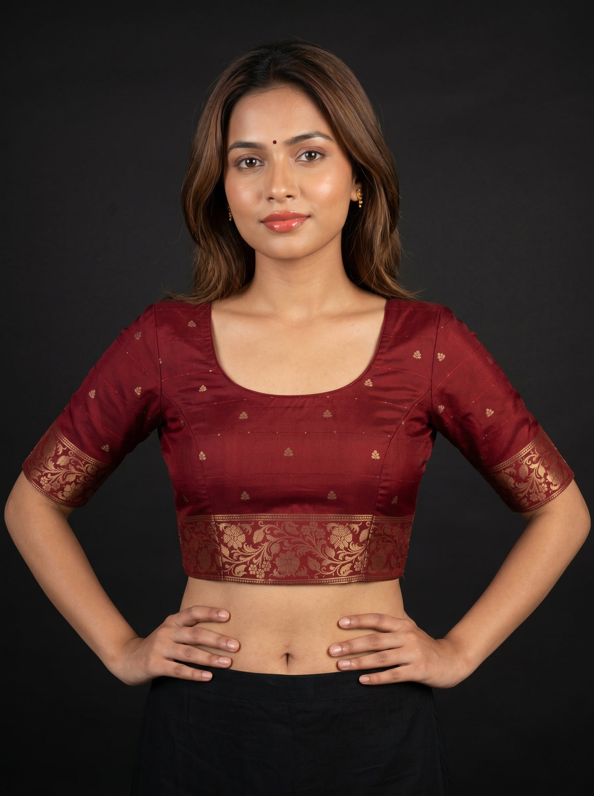 MIMOSA Olive Mysore Silk crepe Saree β blouse close-up