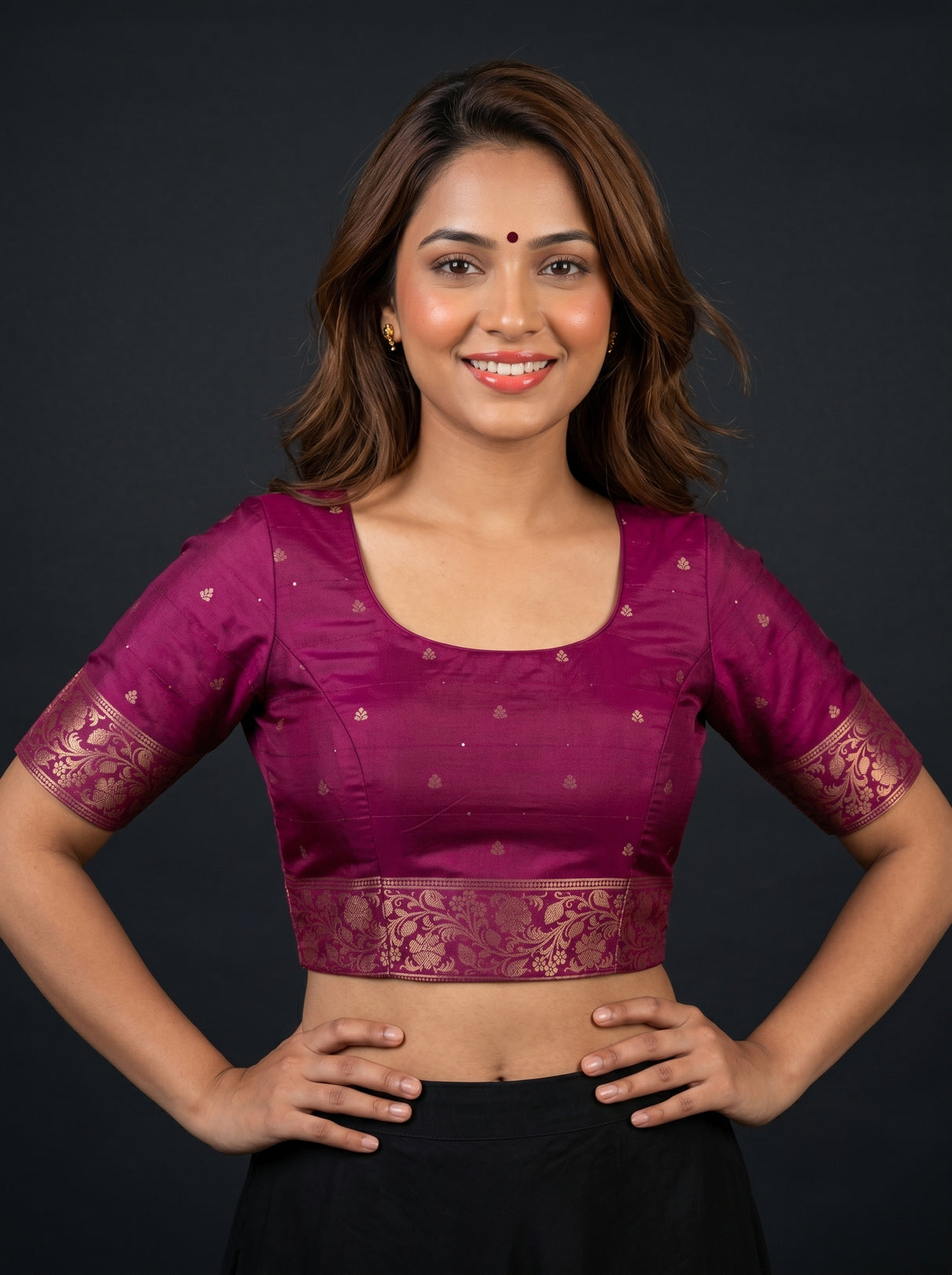 MIMOSA Peach Mysore Silk crepe Saree β blouse close-up
