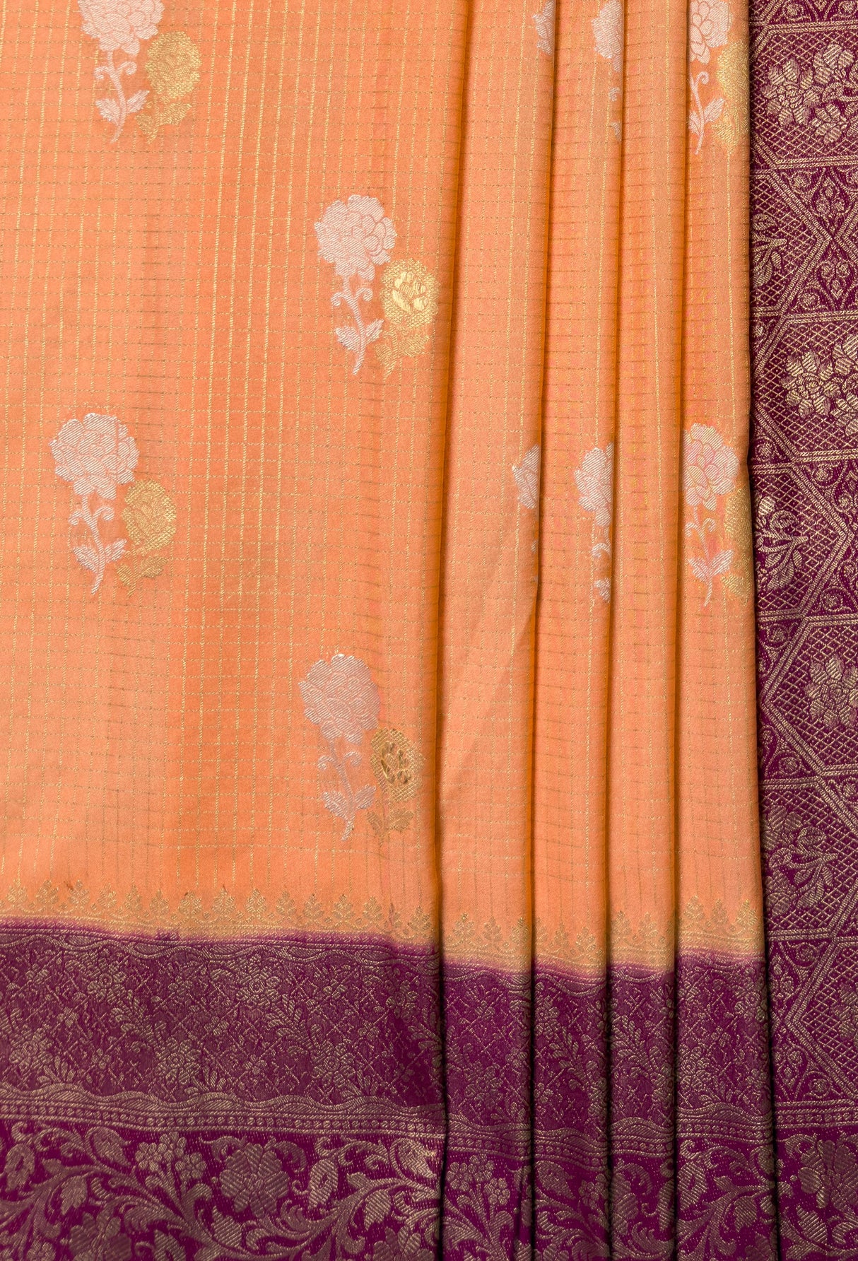 MIMOSA Peach Mysore Silk crepe Saree β fleets shot full lifestyle