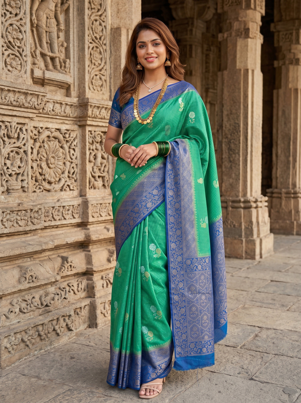 MIMOSA Rama Mysore Silk crepe Saree β pose 5 styling detail