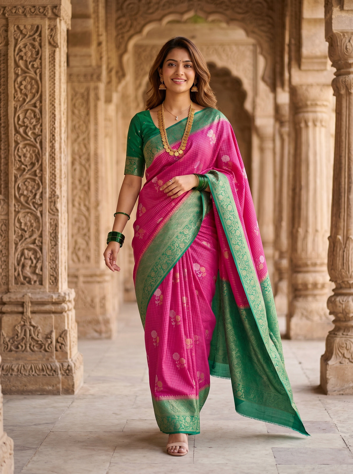 MIMOSA Rani Mysore Silk crepe Saree β pose 7 styling detail