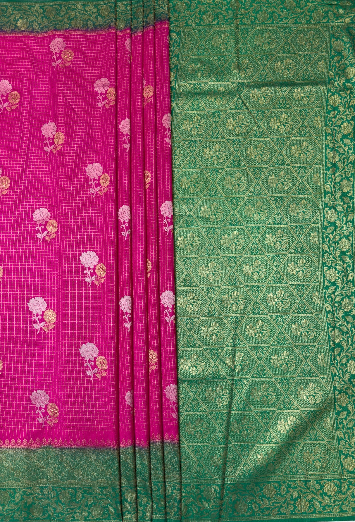 MIMOSA Rani Mysore Silk crepe Saree β pallu and zari work detail