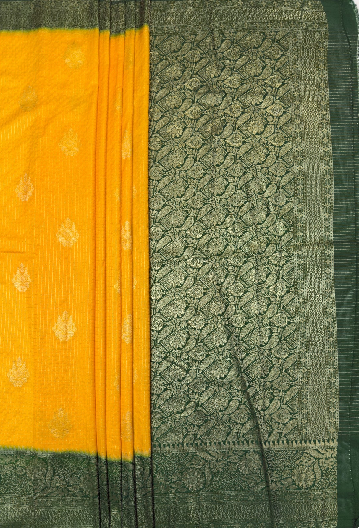 MIMOSA Gold Mysore Silk crepe Saree β pallu and zari work detail