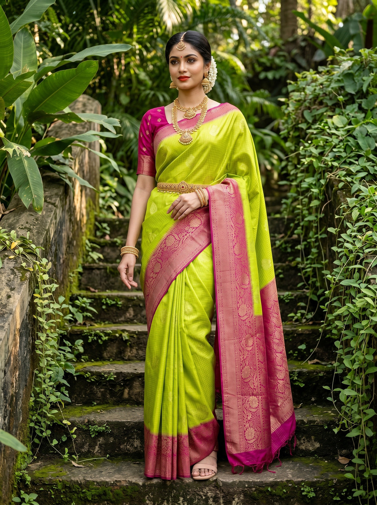 MIMOSA Liril Mysore Silk crepe Saree β Draped Mannequin View