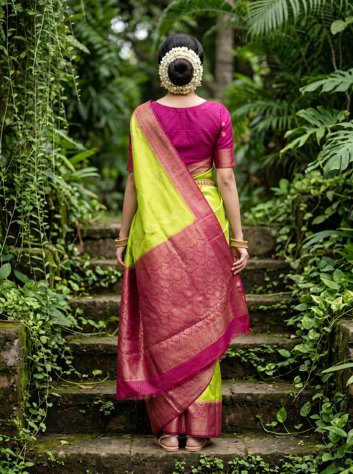 MIMOSA Liril Mysore Silk crepe Saree β contrast Mejanta blouse Fabric