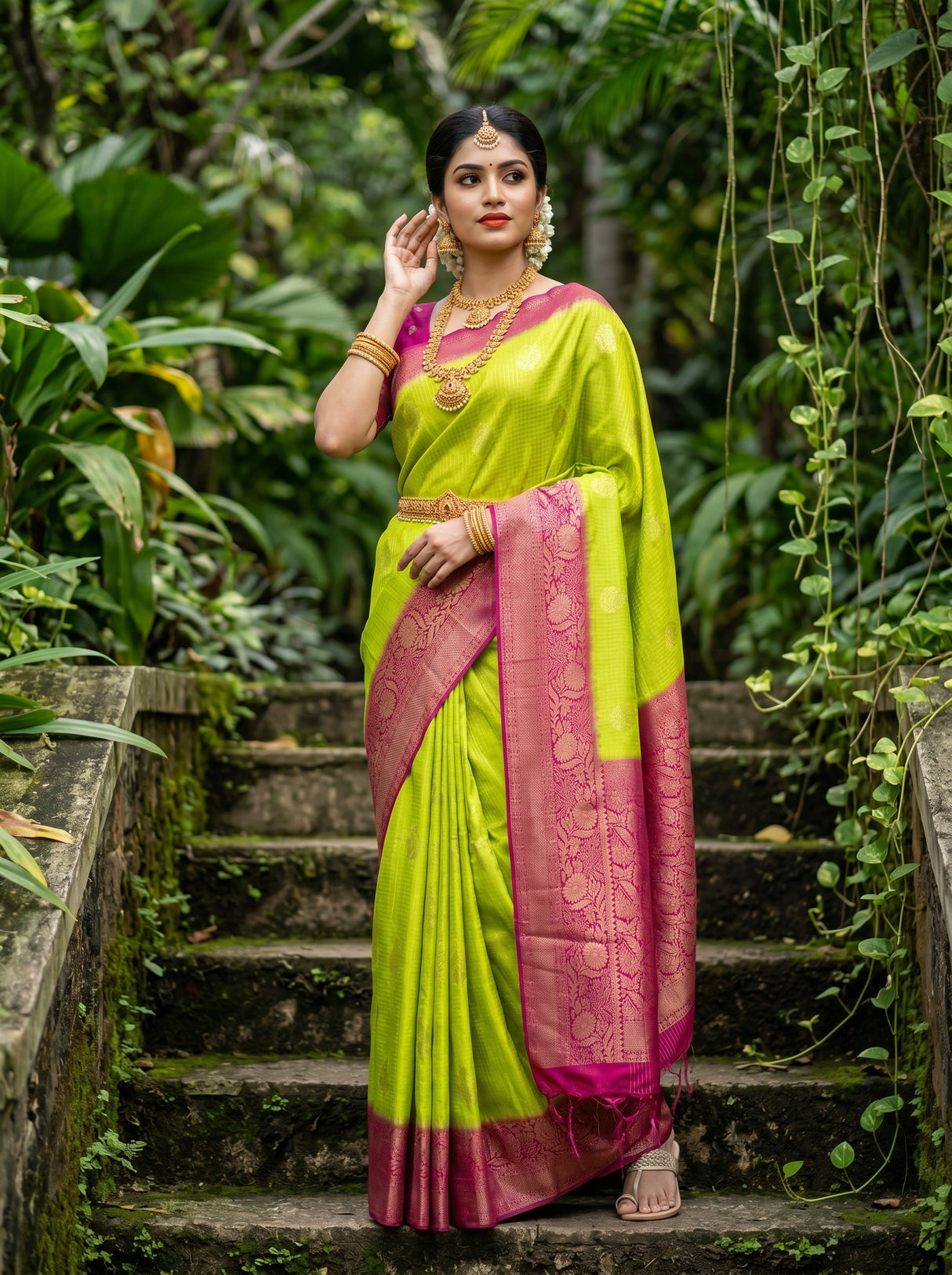MIMOSA Liril Mysore Silk crepe Saree β pose 8 styling detail