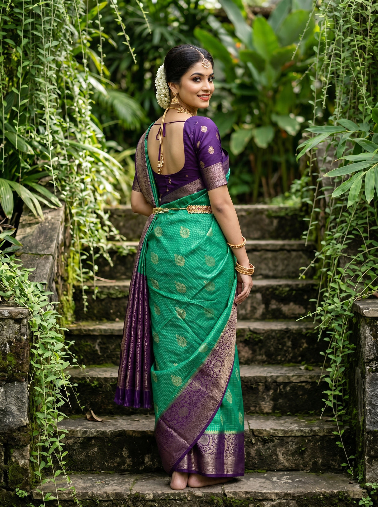 MIMOSA Rama Mysore Silk crepe Saree β pose 9 styling detail