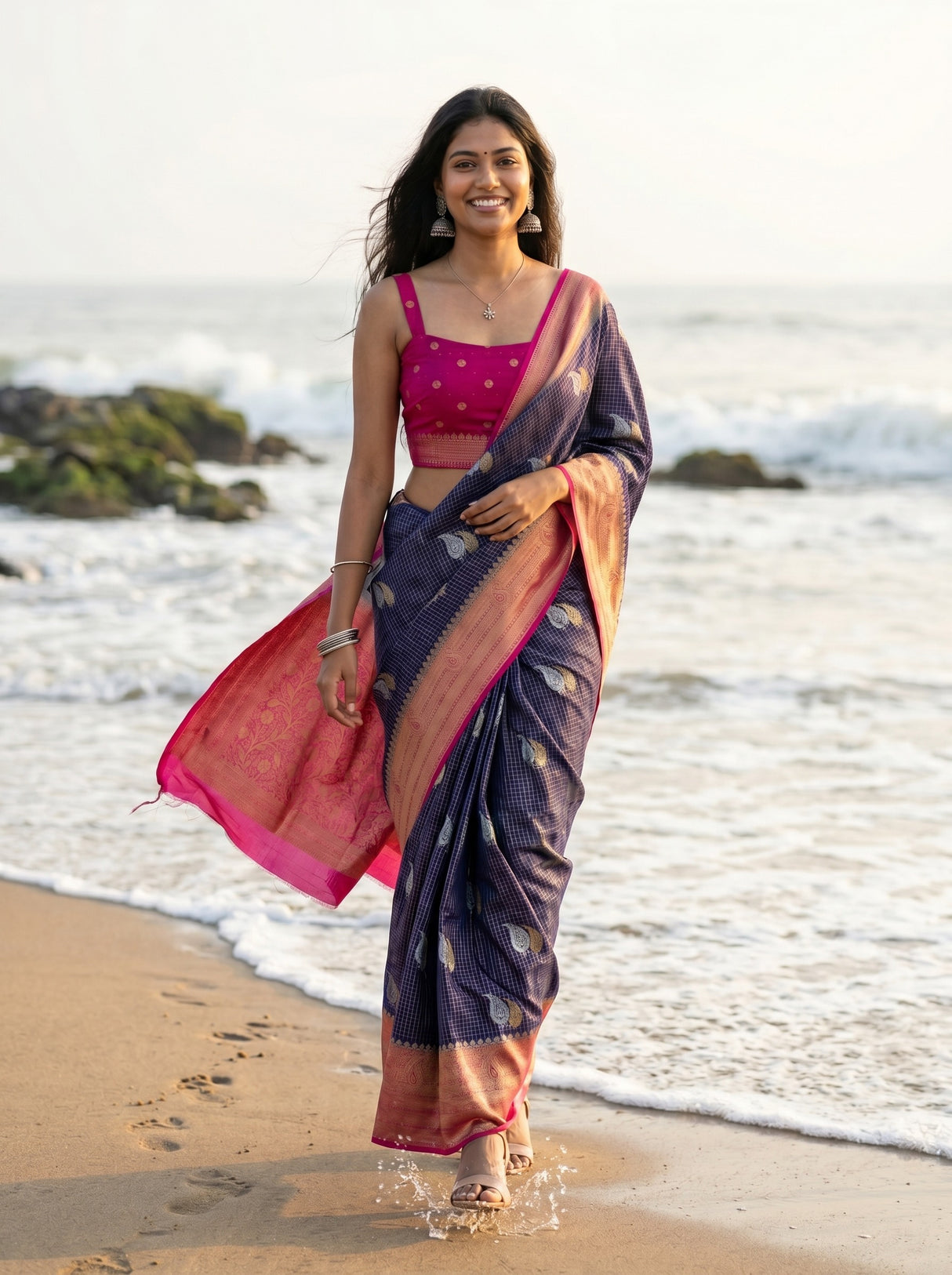 Navy Saree