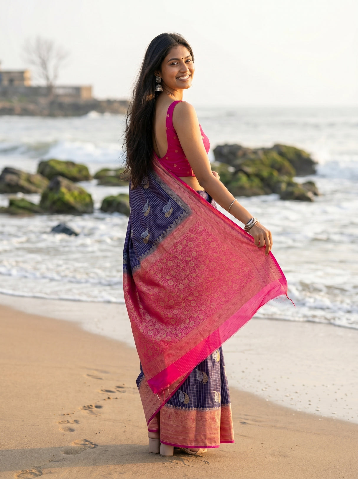 MIMOSA Navy Saree Saree — pose 7 styling detail