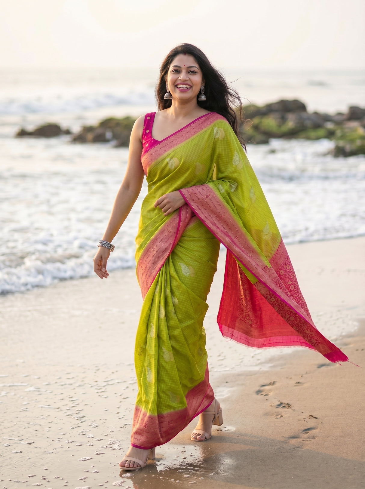 MIMOSA Olive Saree Saree — pose 6 styling detail
