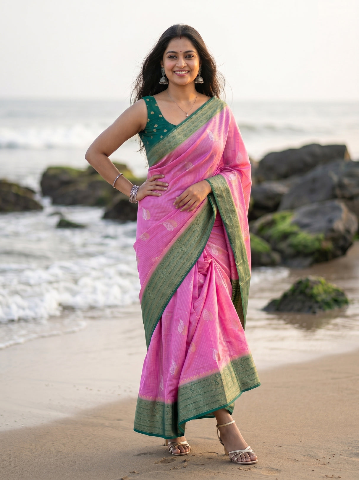 MIMOSA Pink Saree Saree — pose 4 styling detail