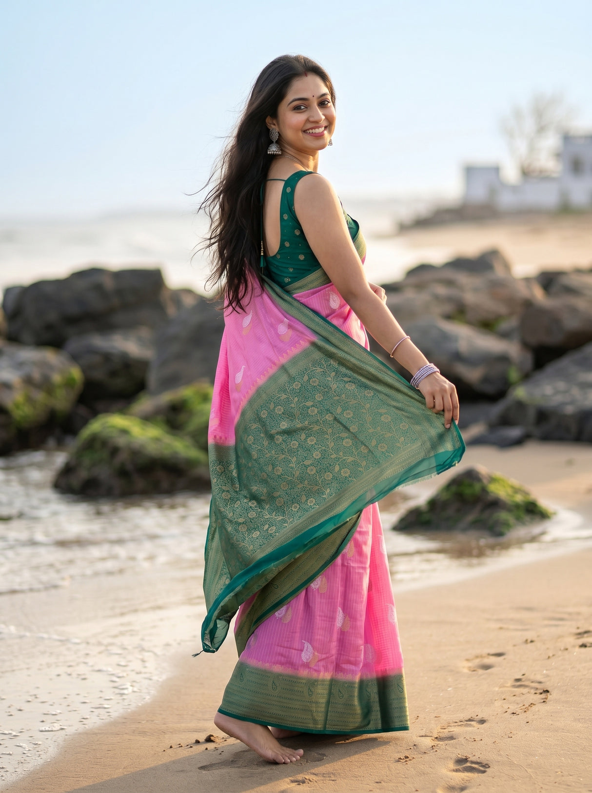 MIMOSA Pink Saree Saree — pose 7 styling detail