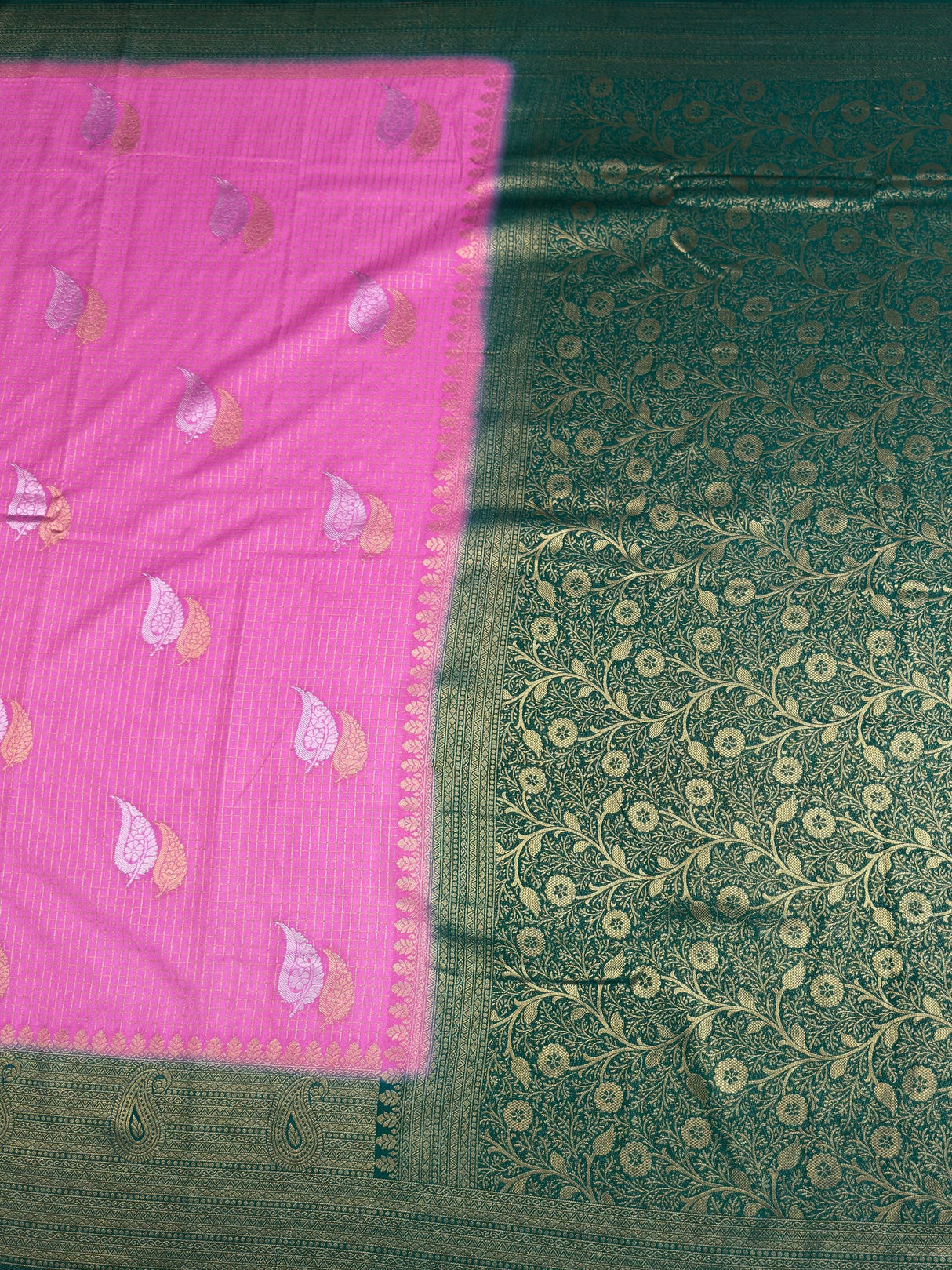MIMOSA Pink Saree Saree — pallu and zari work detail
