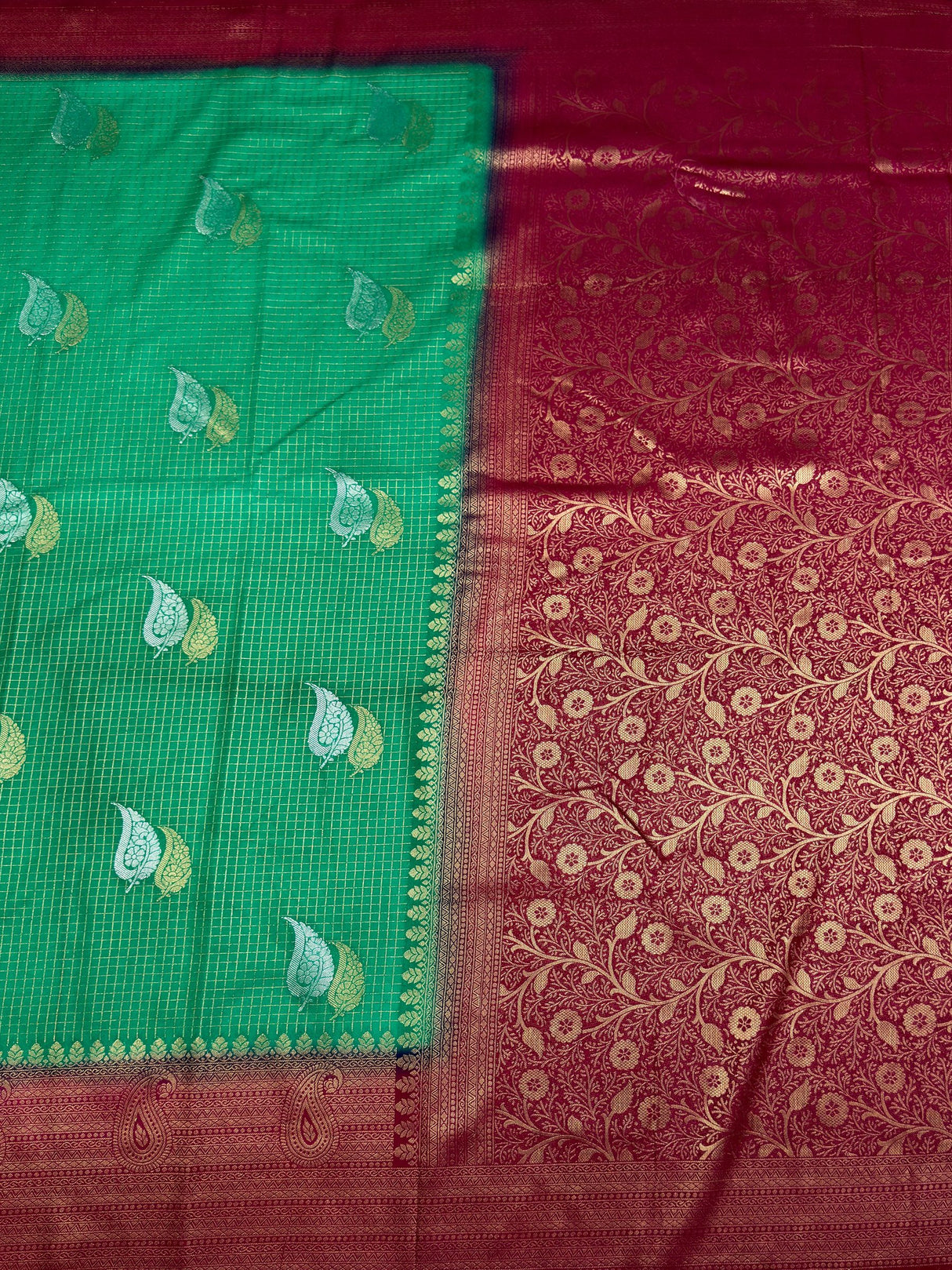 MIMOSA Rama Saree Saree — pallu and zari work detail