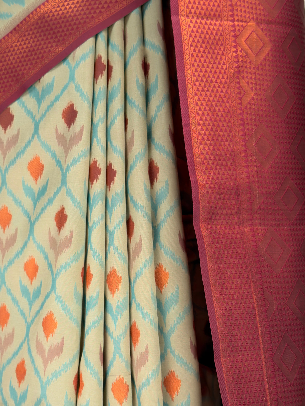 MIMOSA Chiku Pochampally Art Silk Saree — fleets shot full lifestyle