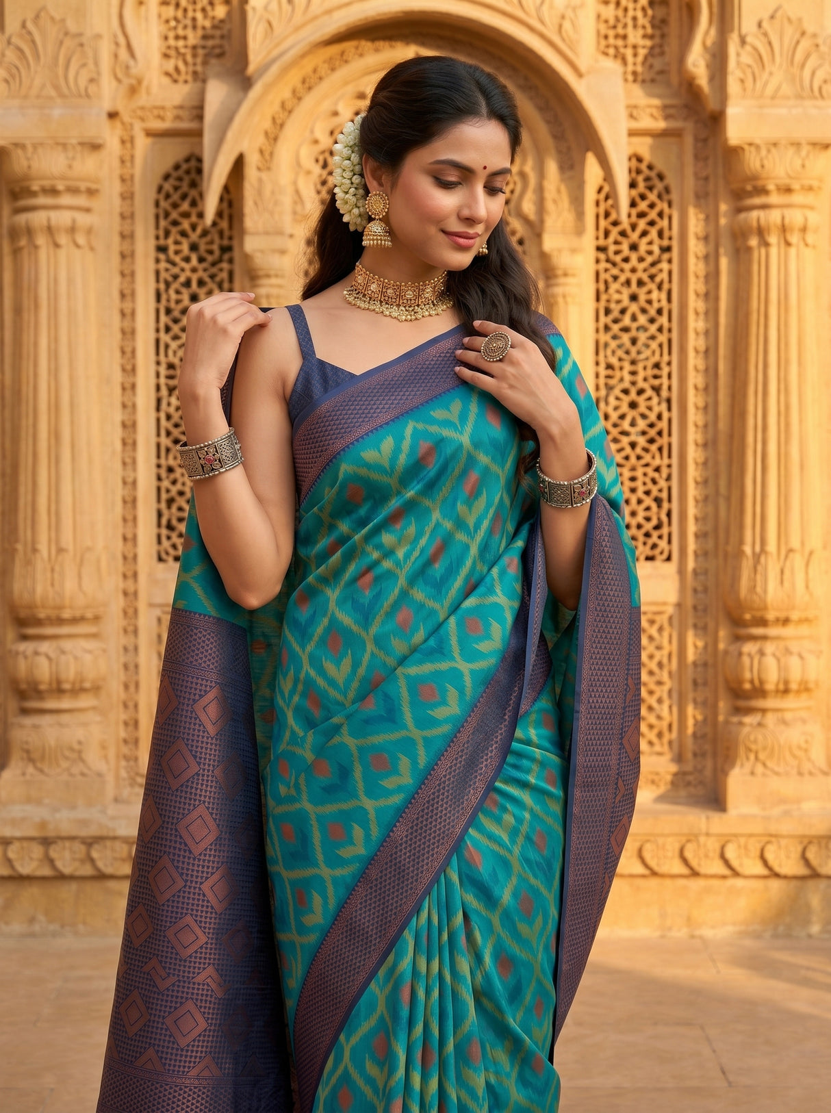 MIMOSA Rama Pochampally Art Silk Saree — Border detail