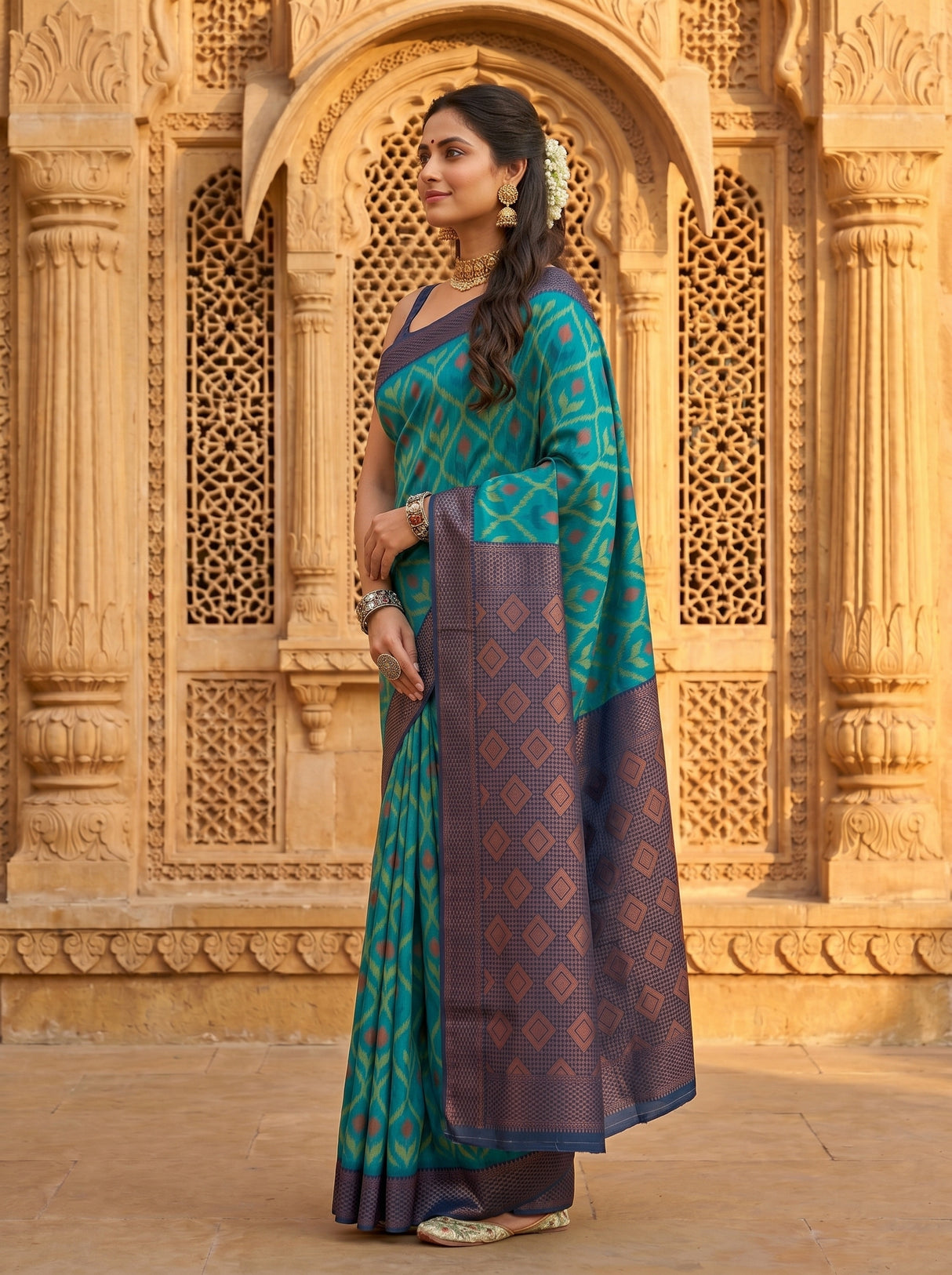 MIMOSA Rama Pochampally Art Silk Saree — Saree drape