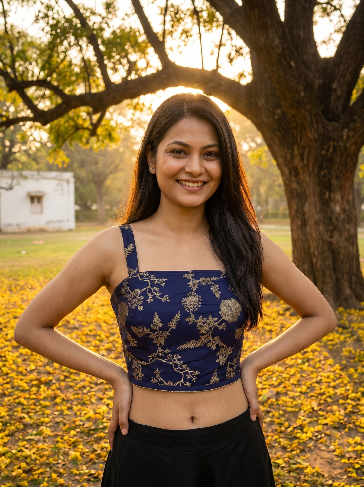 MIMOSA Navy Saree Saree — blouse close-up