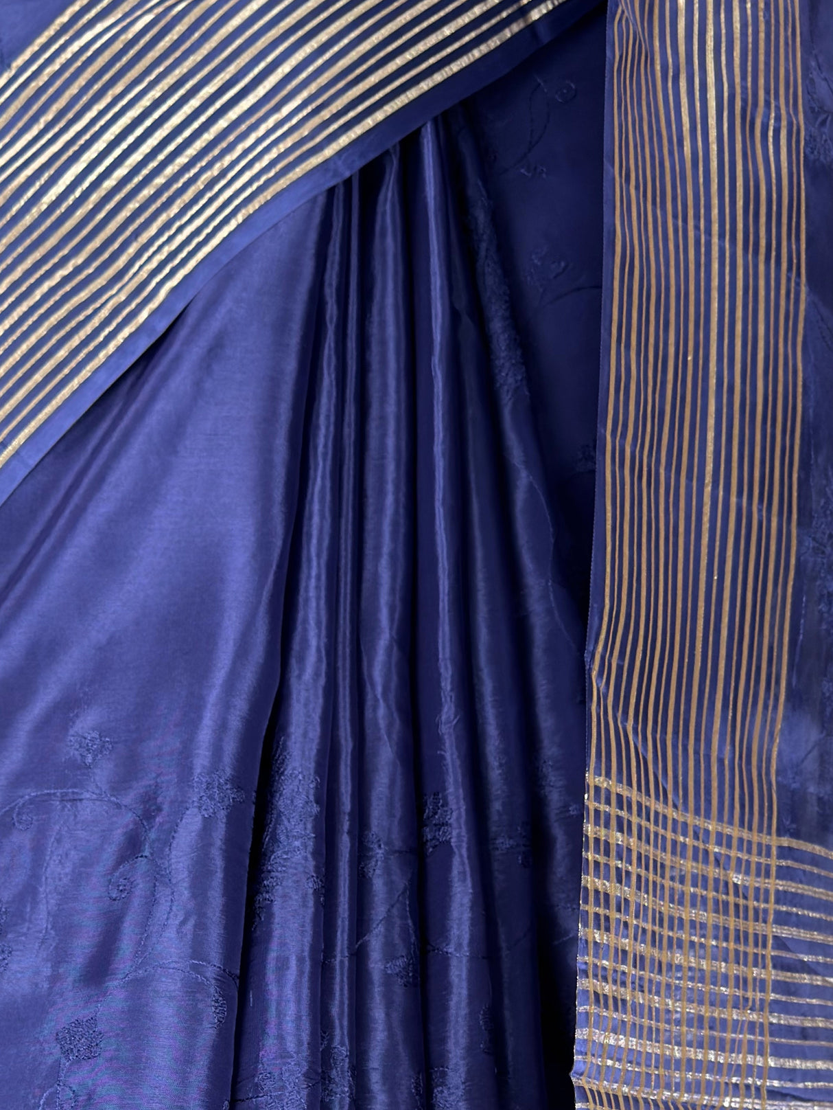 MIMOSA Navy Saree Saree — fleets shot full lifestyle