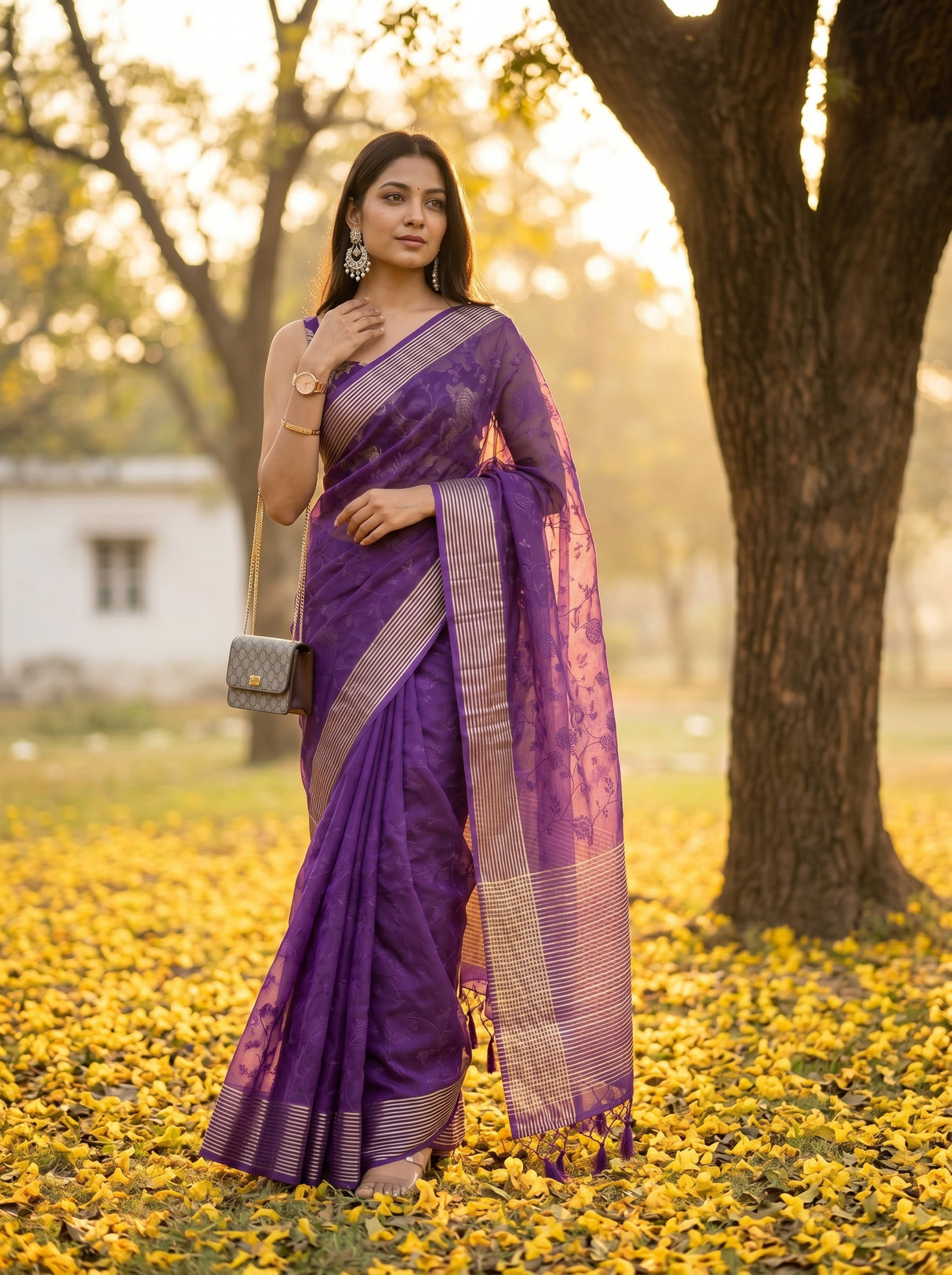 MIMOSA Purple Saree Saree — pose 5 styling detail