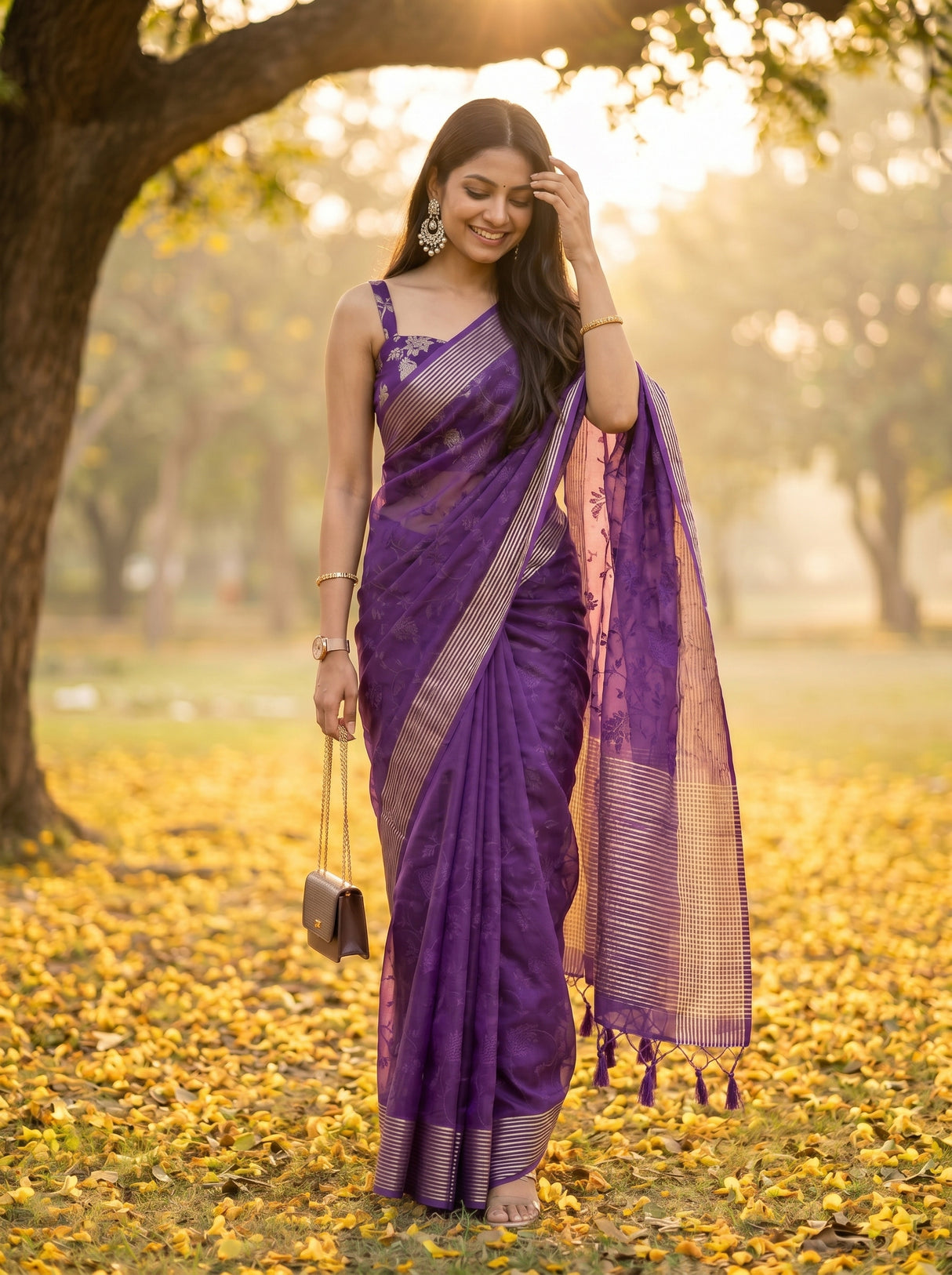 MIMOSA Purple Saree Saree — pose 6 styling detail